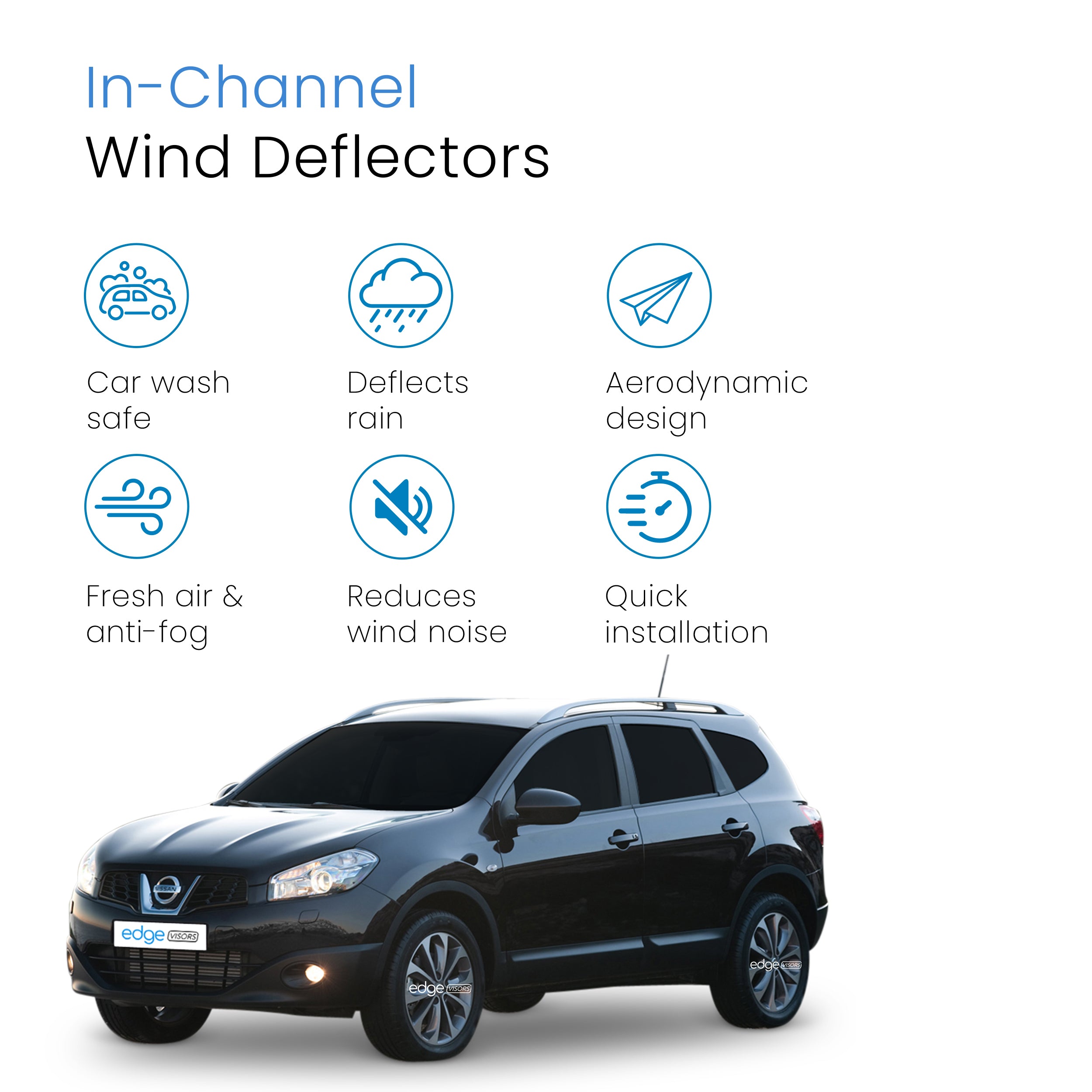 Nissan Qashqai+2 7 Seater MK1 2008-2013 5 Door SUV Wind Deflectors 4pc