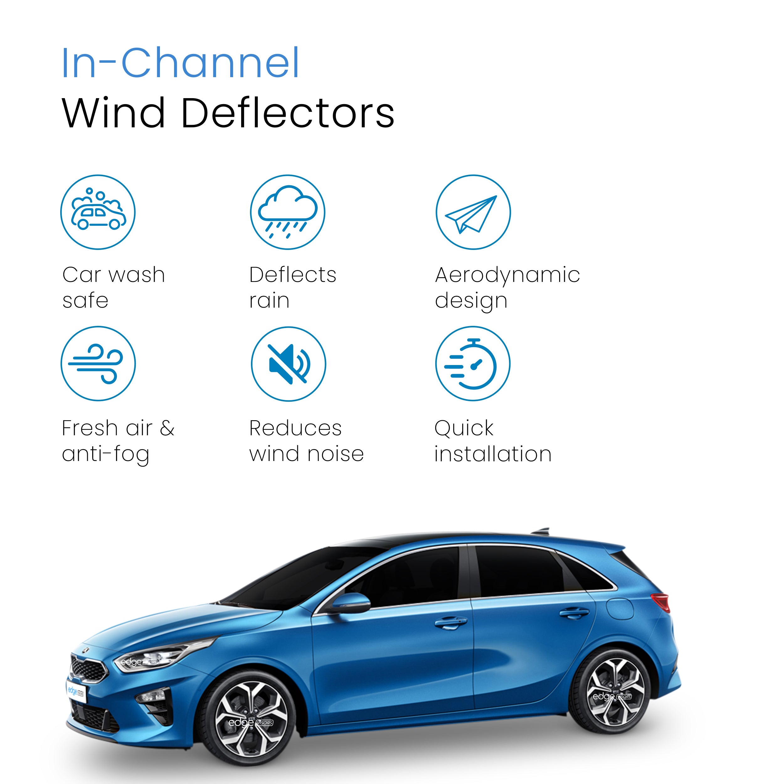 Kia Ceed MK3 2018-2024 5 Door Hatchback Wind Deflectors 4pc
