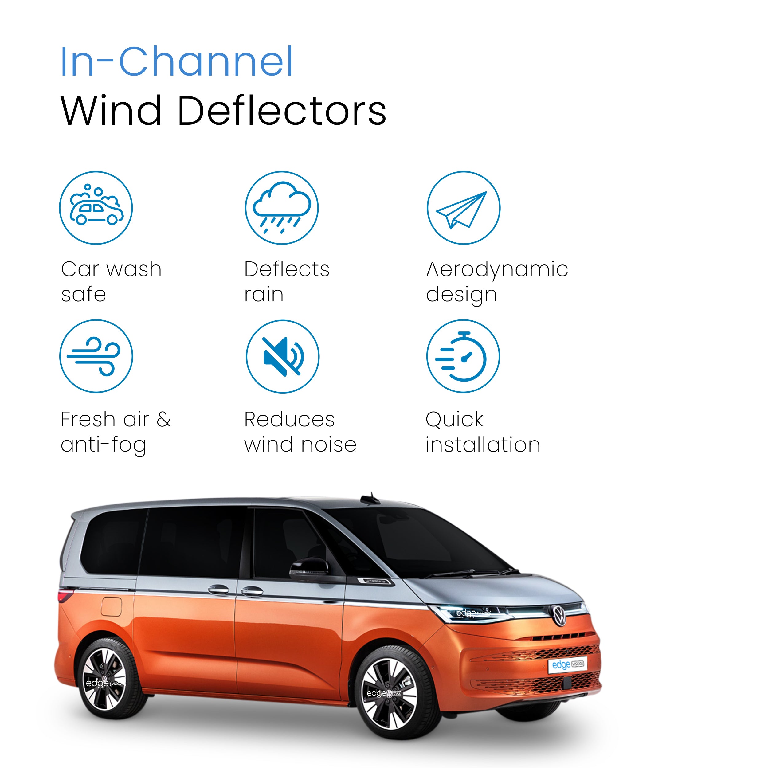 VW Transporter T7 2021-Onwards 2 Door Van Wind Deflectors 2pc