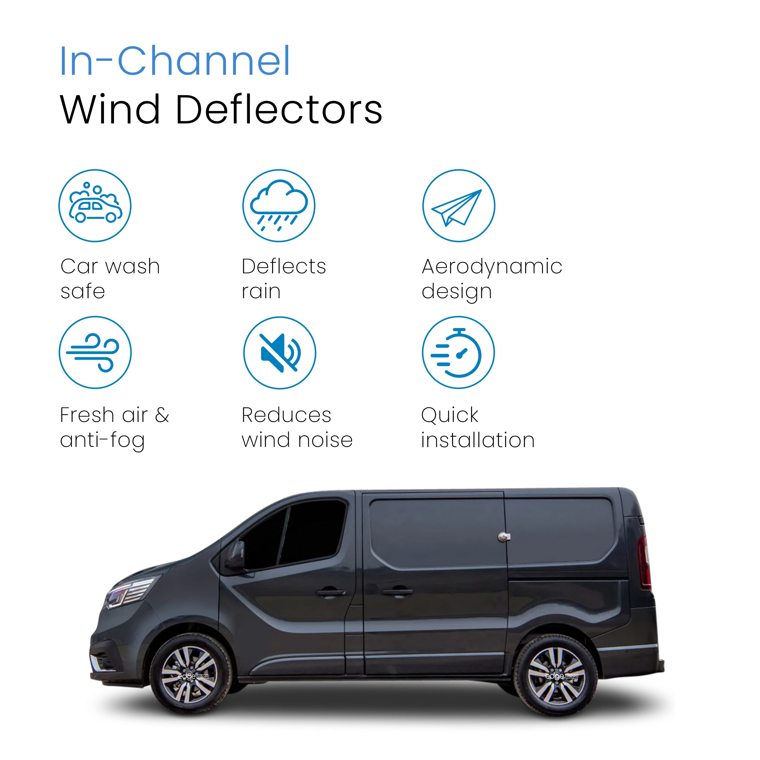 Renault Trafic MK3 2014-onwards 2 Door VAN Wind Deflectors 2pc