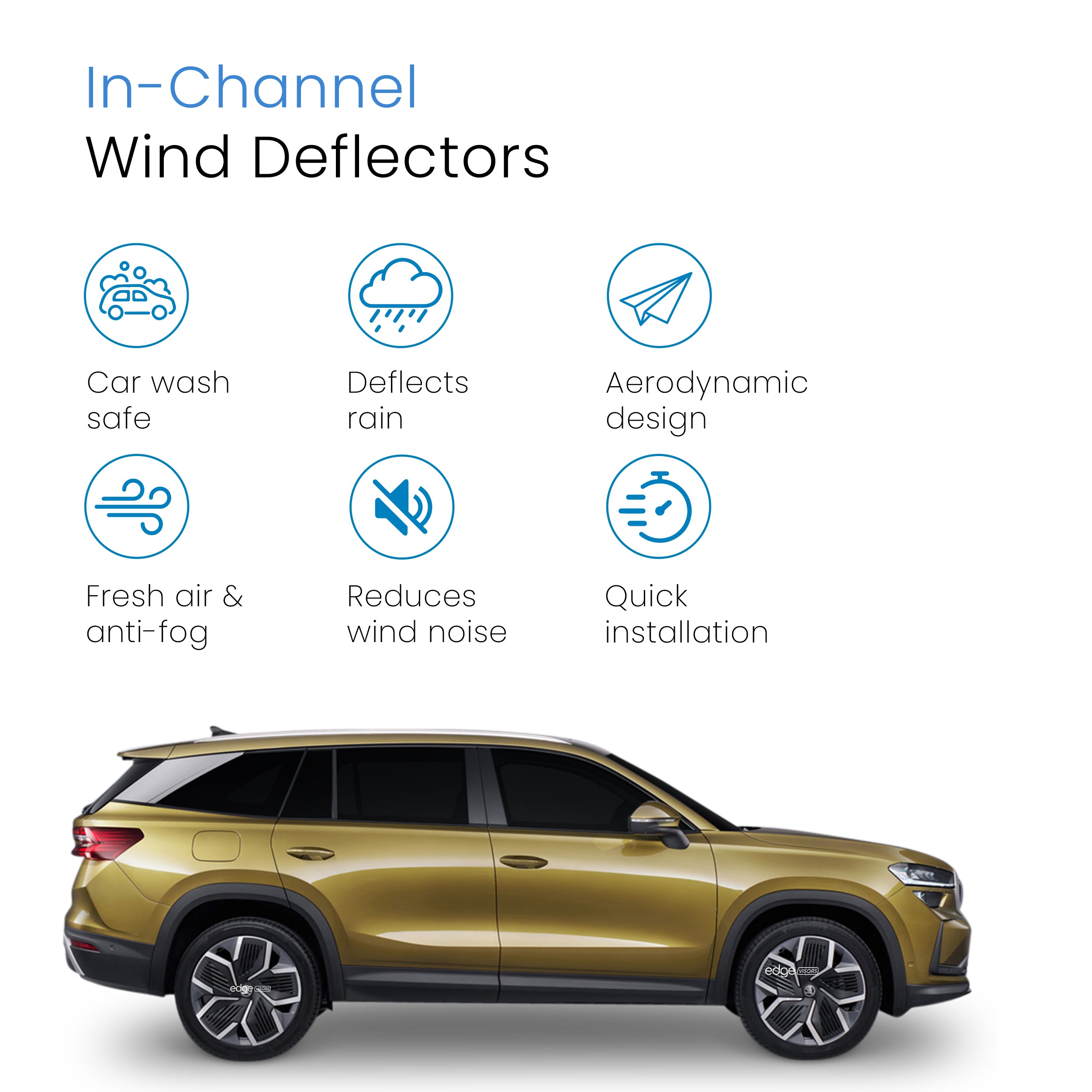 Skoda Kodiaq MK2 2024-onwards 5 Door SUV Wind Deflectors 4pc
