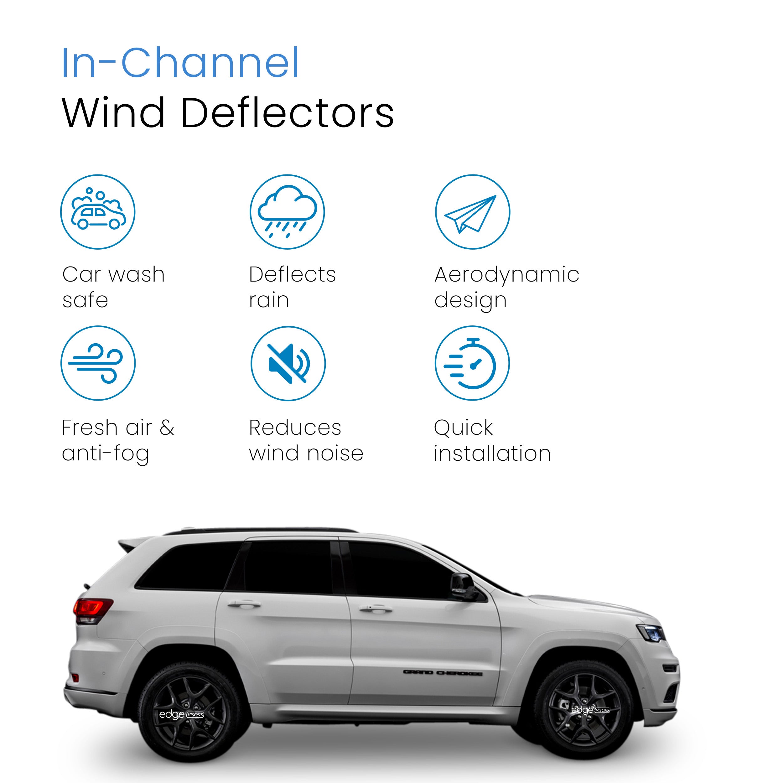 Jeep Grand Cherokee MK4 2011-2022 5 Door SUV Wind Deflectors 4pc