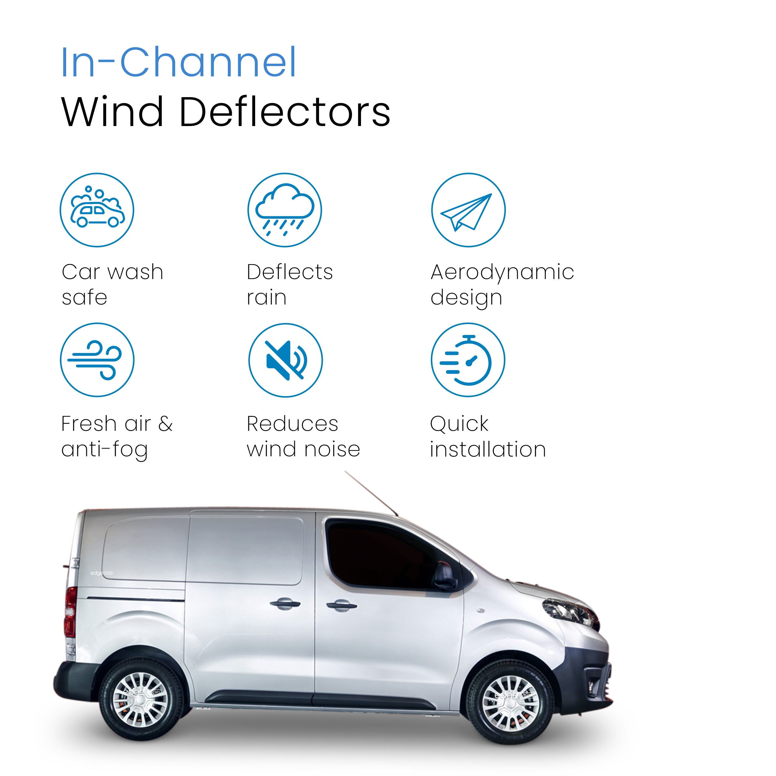 Toyota Proace MK2/Verso 2016-Up 2 Door Van Wind Deflectors 2pc