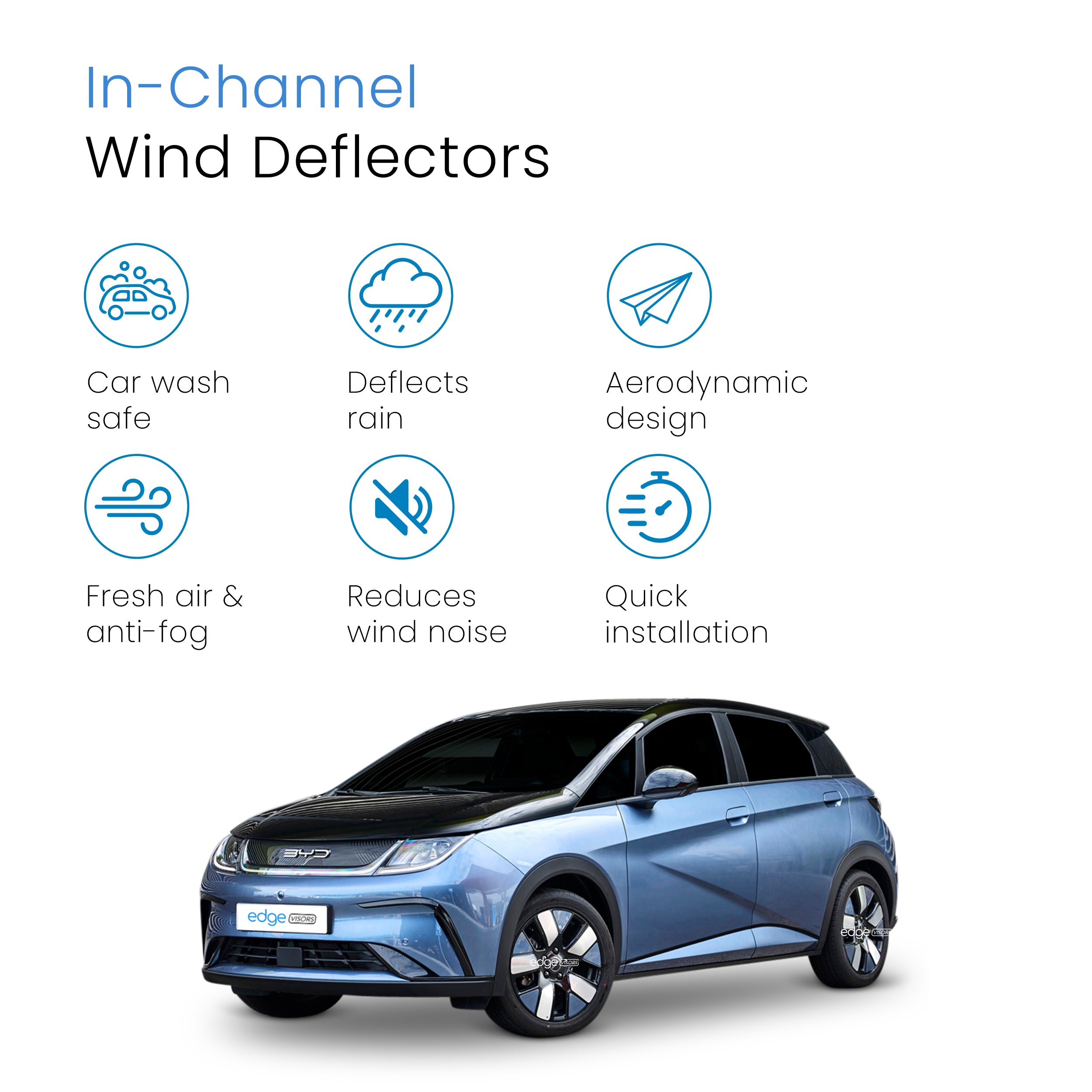 BYD Dolphin 2021-Onwards 5 Door Hatchback Wind Deflectors 4pc