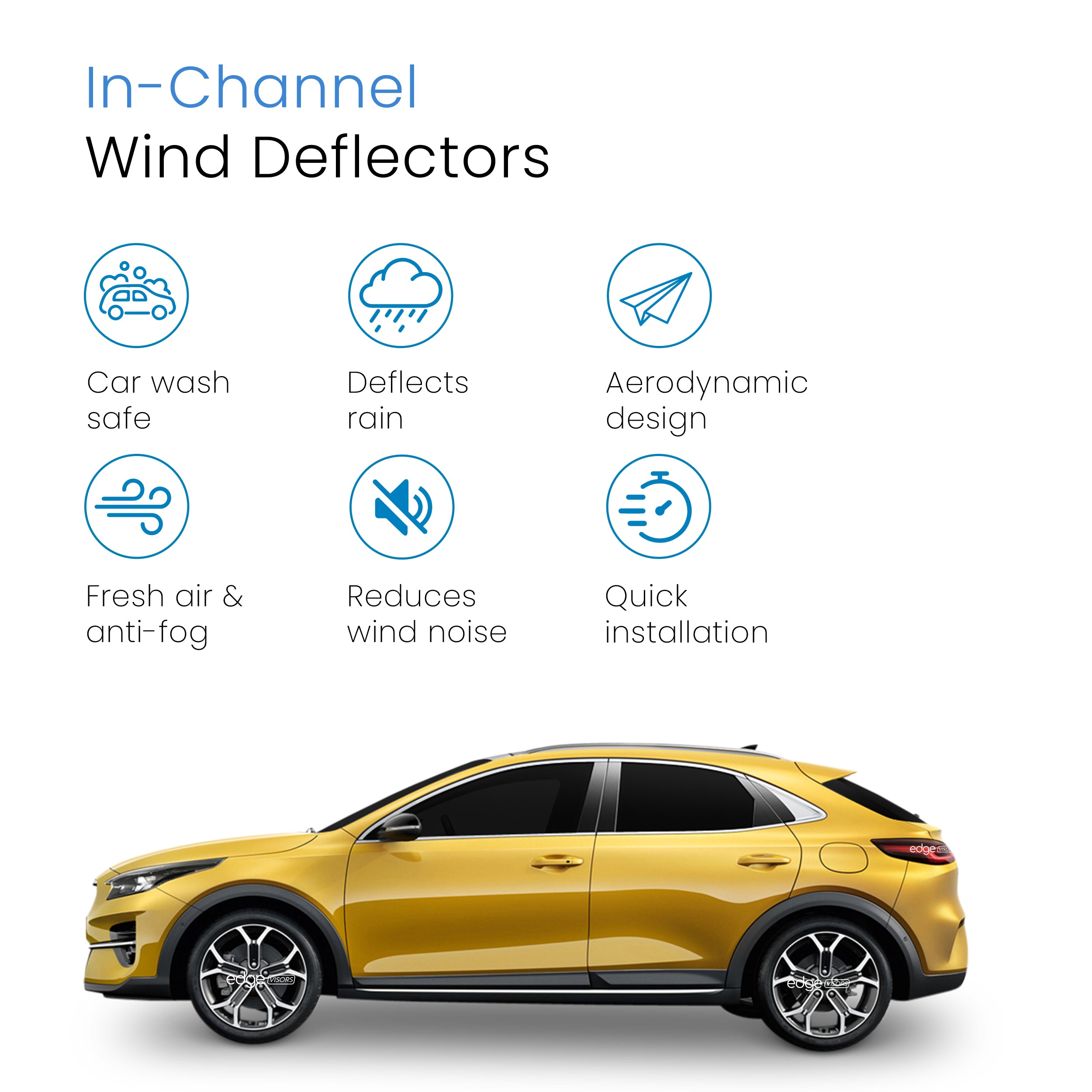 Kia XCeed 2019-Onwards 5 Door SUV/Crossover Wind Deflectors 4pc