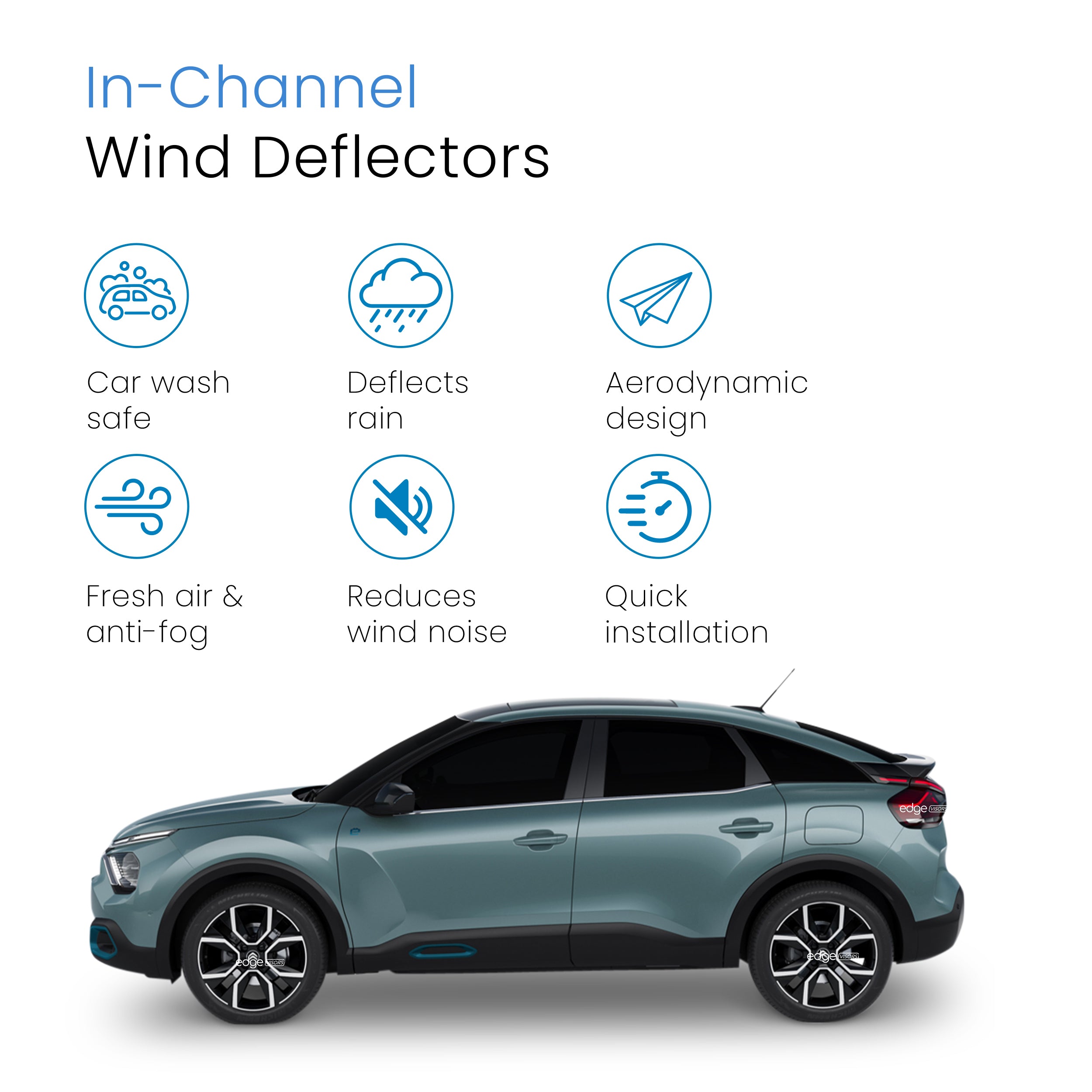 CITROEN C4 MK3 Electric 2021-onwards 5 Door Hatchback Wind Deflectors 4pc