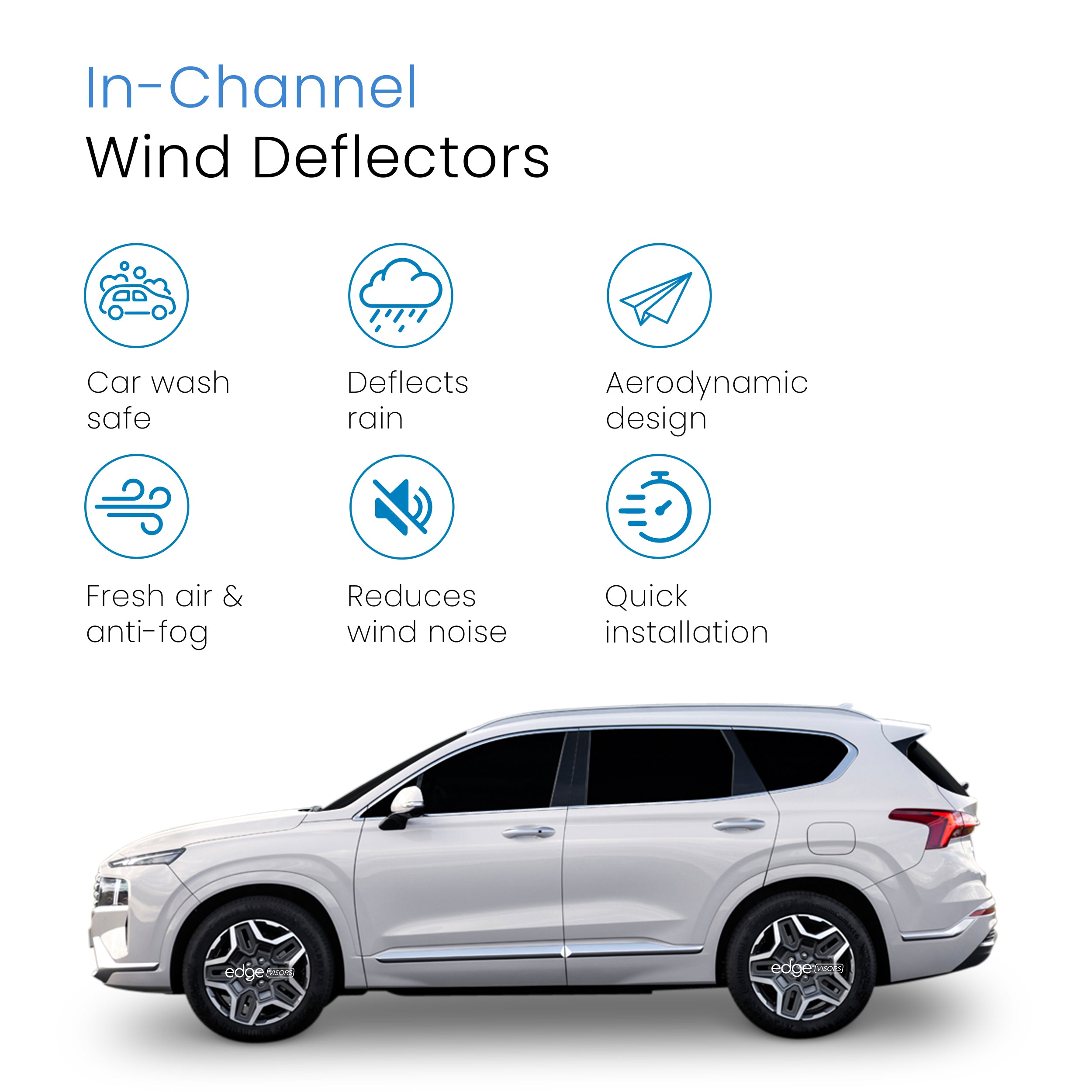 Hyundai Santa Fe MK4 2018-Onwards 5 Door SUV Wind Deflectors 4pc