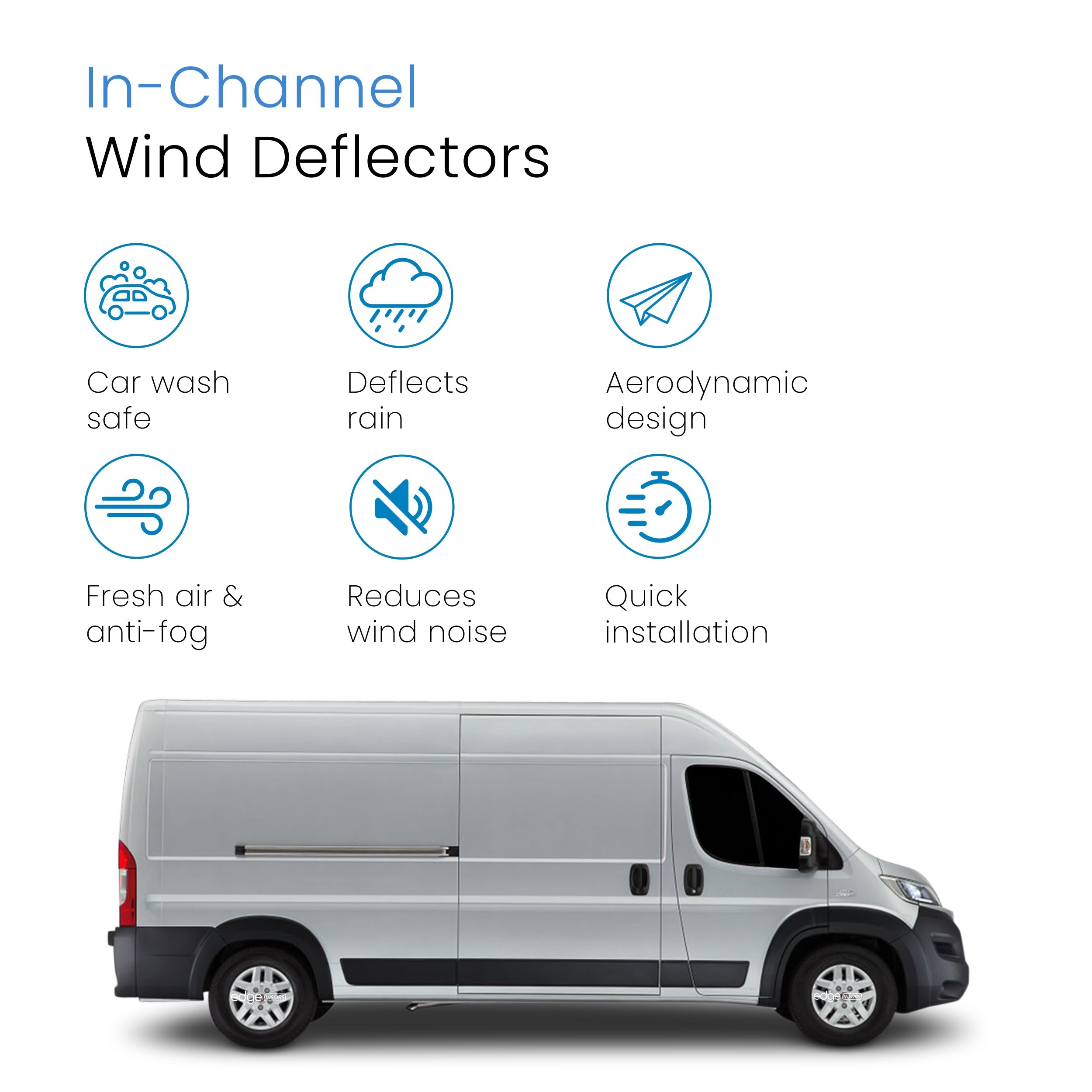 Fiat Ducato MK3 2006-Onwards 2 Door Van Wind Deflectors 2pc