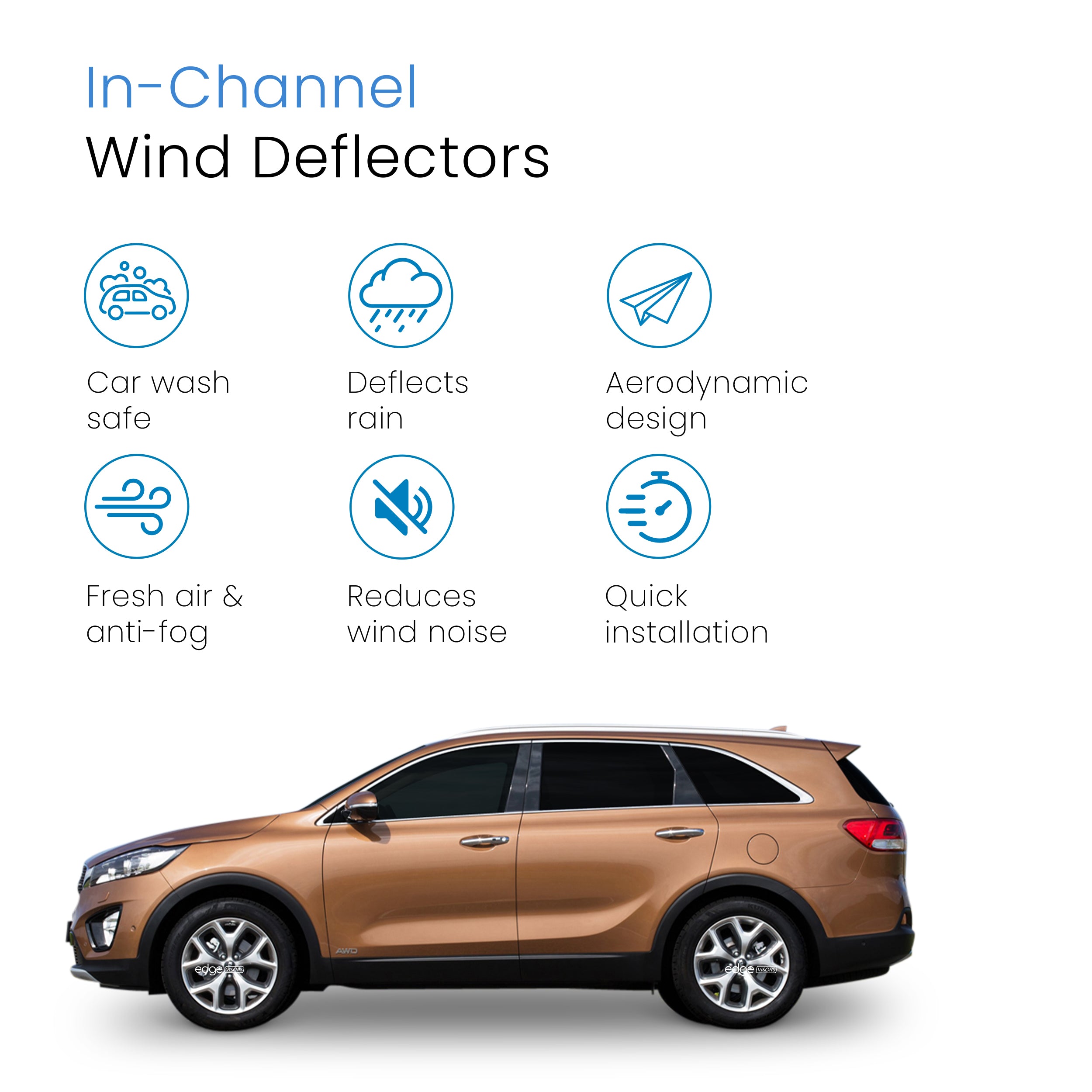 KIA Sorento MK3 2015-2020 5 Door SUV Wind Deflectors 4pc