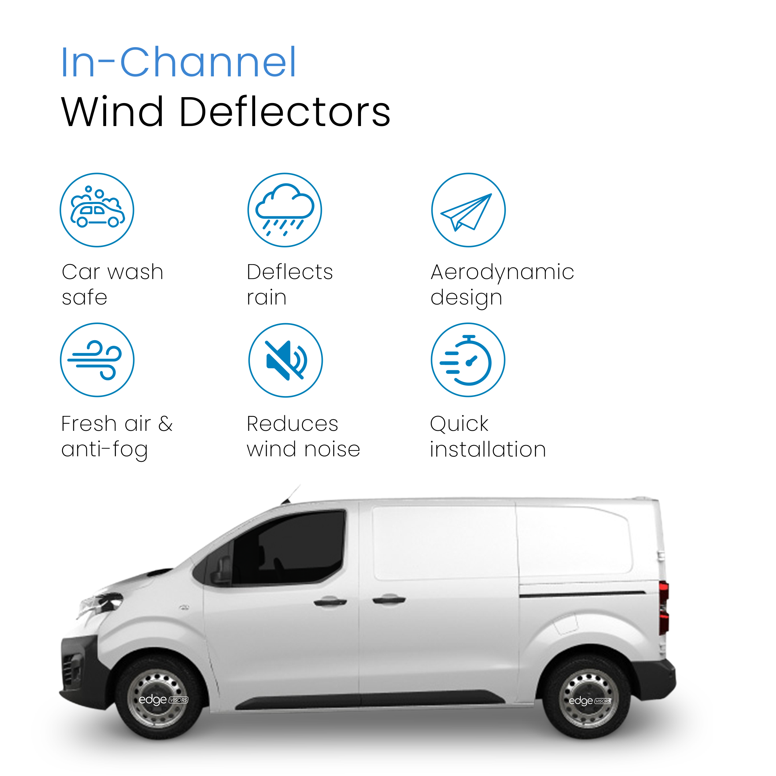 Peugeot Expert Traveller MK3 2016-2024 2 Door Van Wind Deflectors 2pc