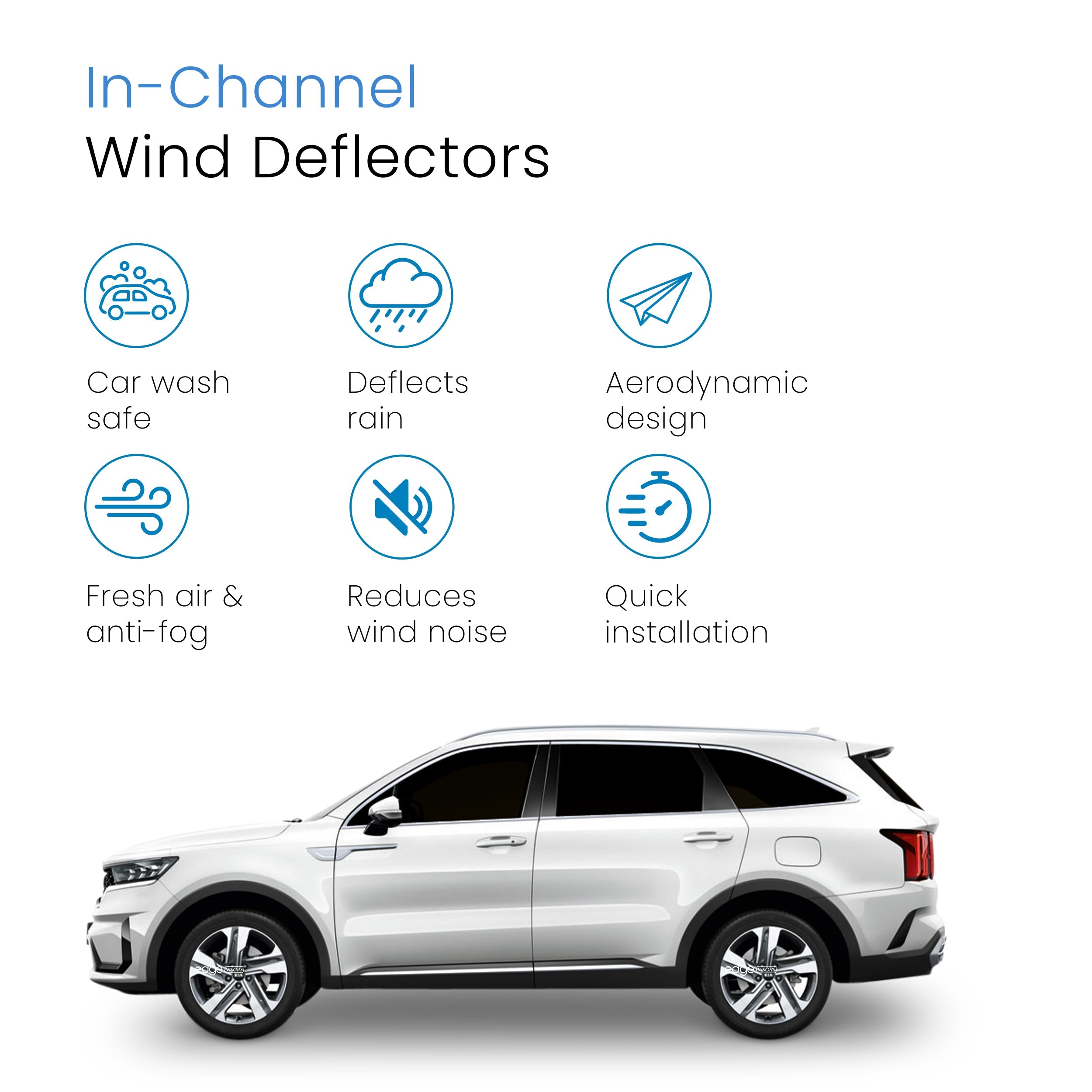 KIA Sorento MK4 2020-Onwards 5 Door SUV Wind Deflectors 4pc