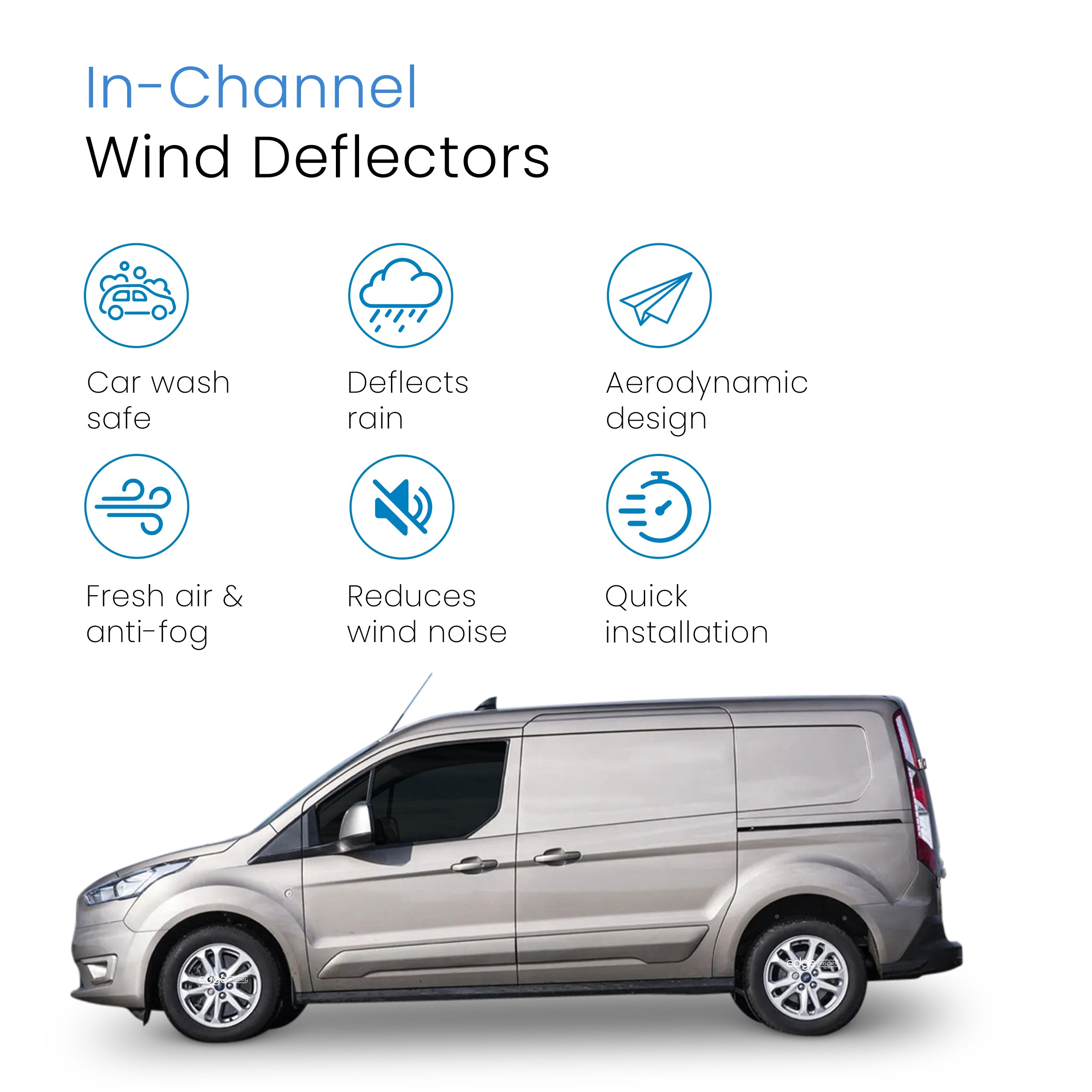 Ford Transit Connect/Tourneo MK3 2023-onwards 2 Door Van Wind Deflectors 2pc