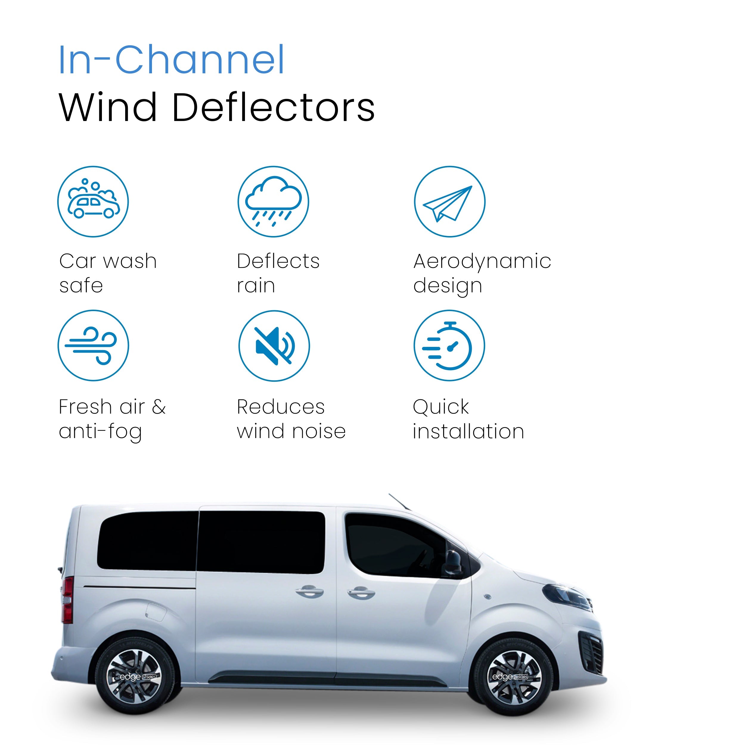 Vauxhall Vivaro Zafira Life MK3 2019-Onwards 2 Door Van Wind Deflectors 2pc
