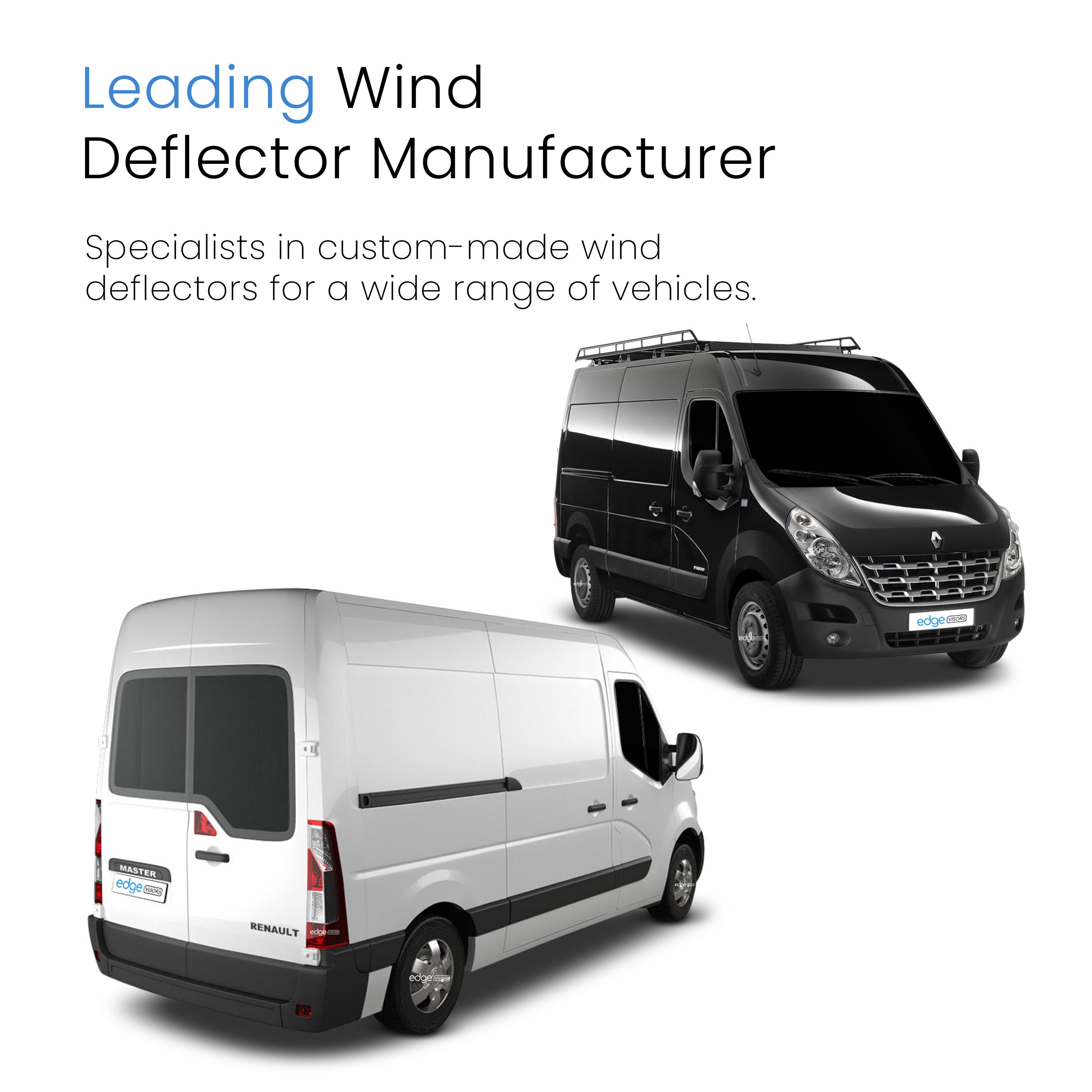 Renault Master MK3 MK4 2010-2022 2 Door Van Wind Deflectors 2pc