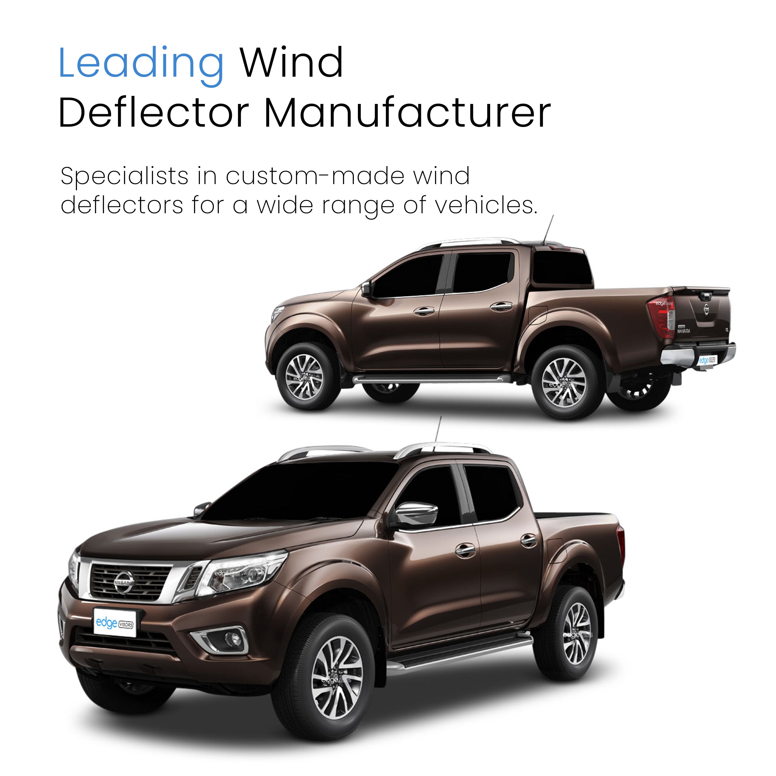 Nissan Navara NP300 MK4 2014-Onwards 4 Door Truck Wind Deflectors 4pc