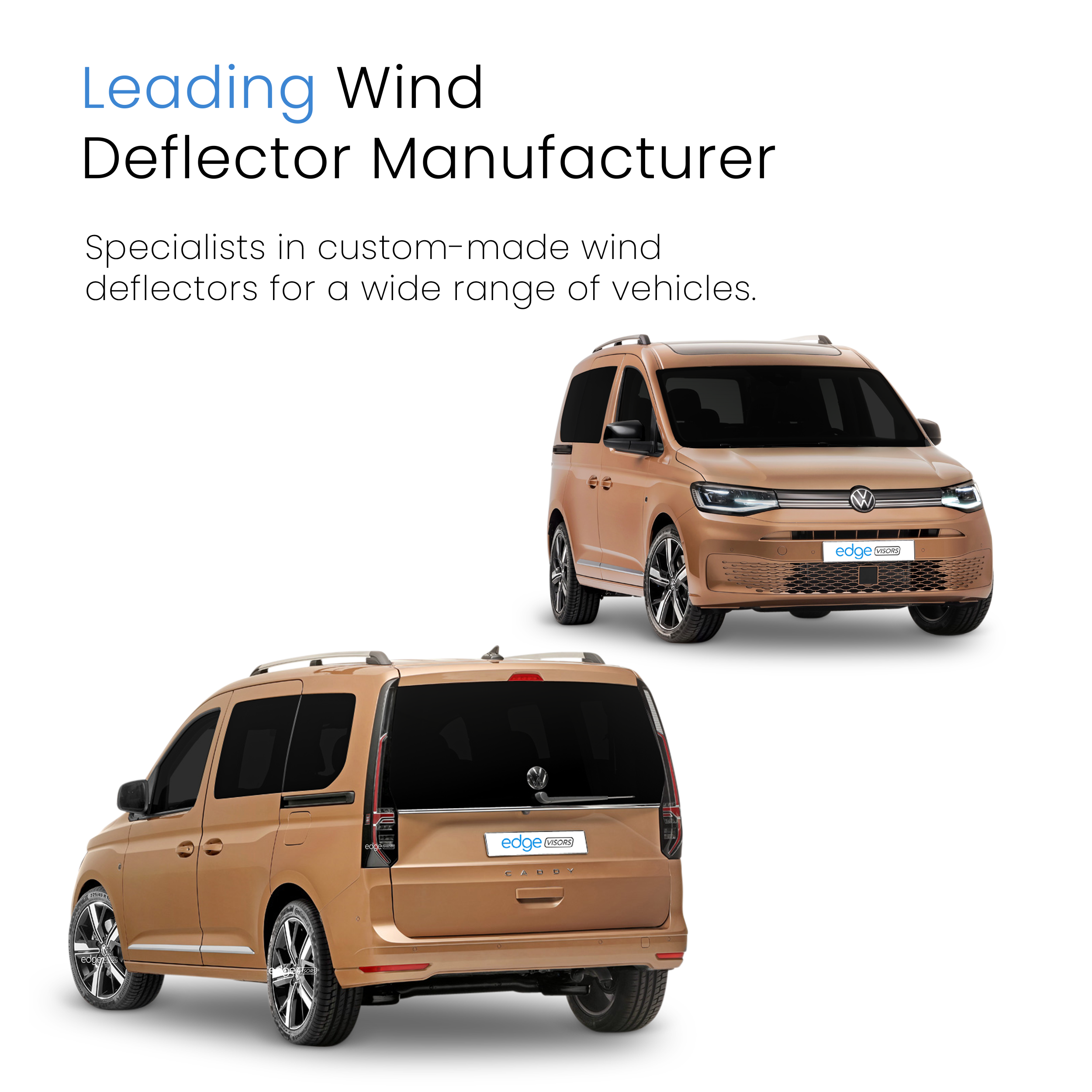 VW Caddy MK5 2020-2024 2 Door Van Wind Deflectors 2pc