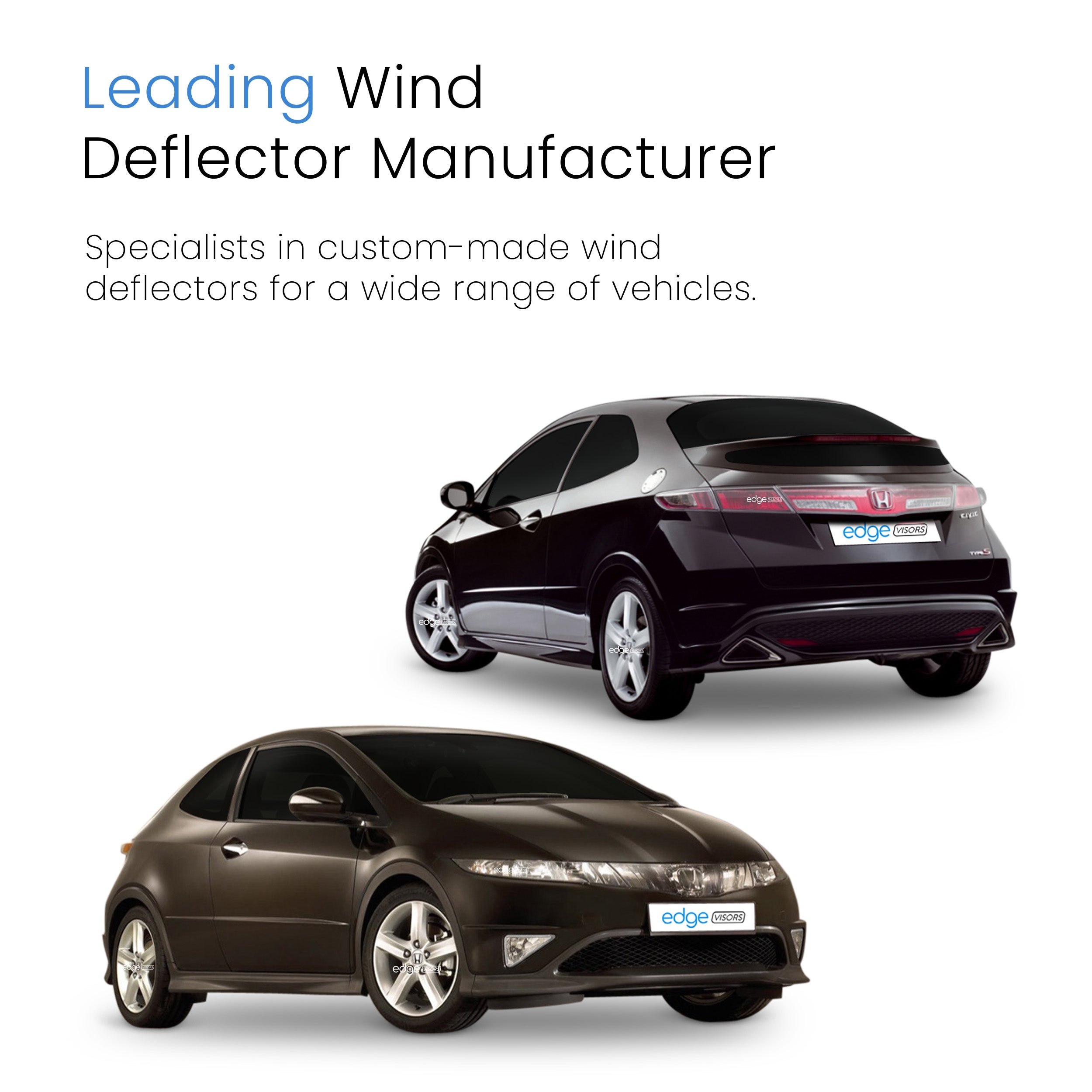 Honda Civic MK8 2005-2012 3 Door Hatchback Wind Deflectors 2pc