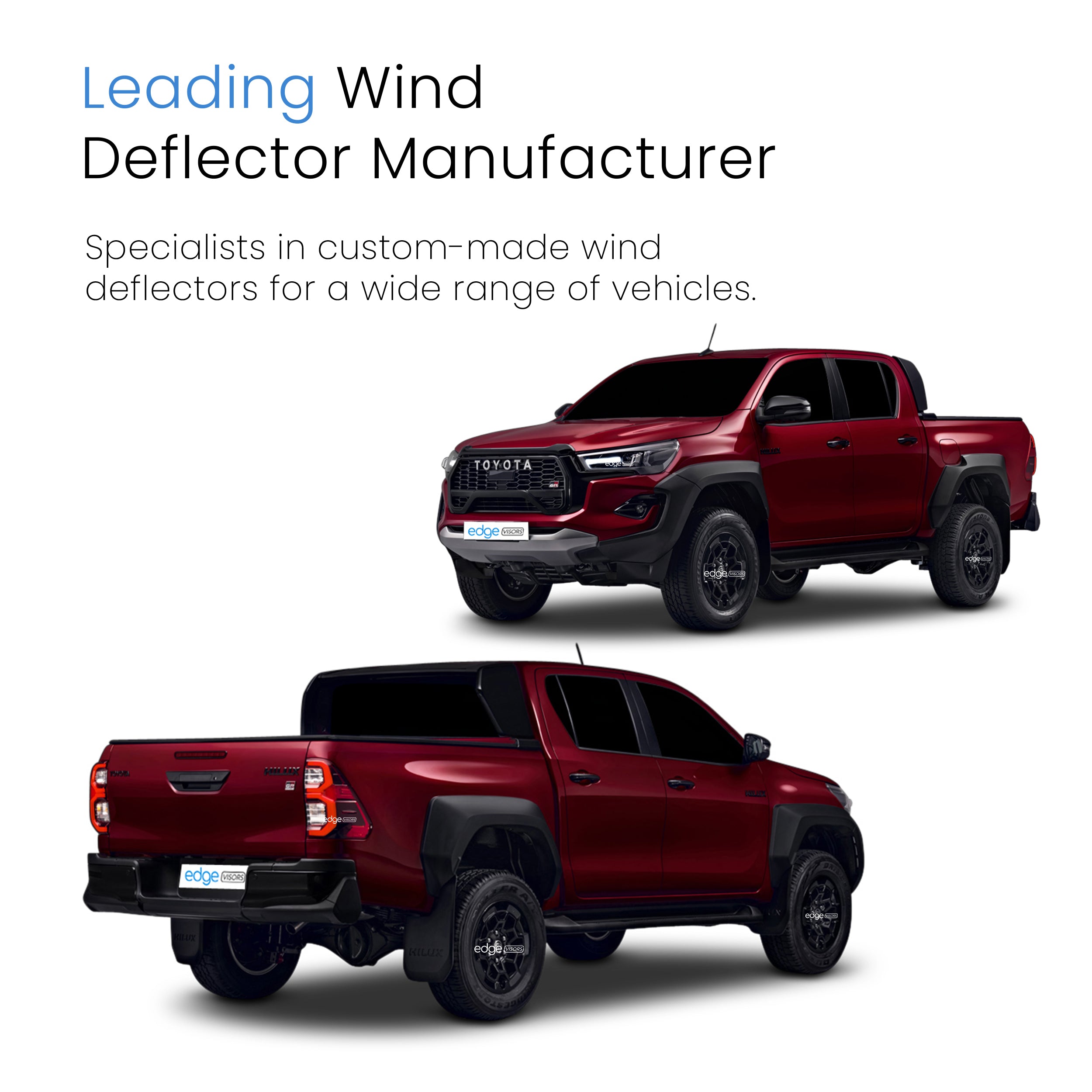 Toyota Hilux MK8 2016-onwards 4 Door Pick-up Wind Deflectors 4pc