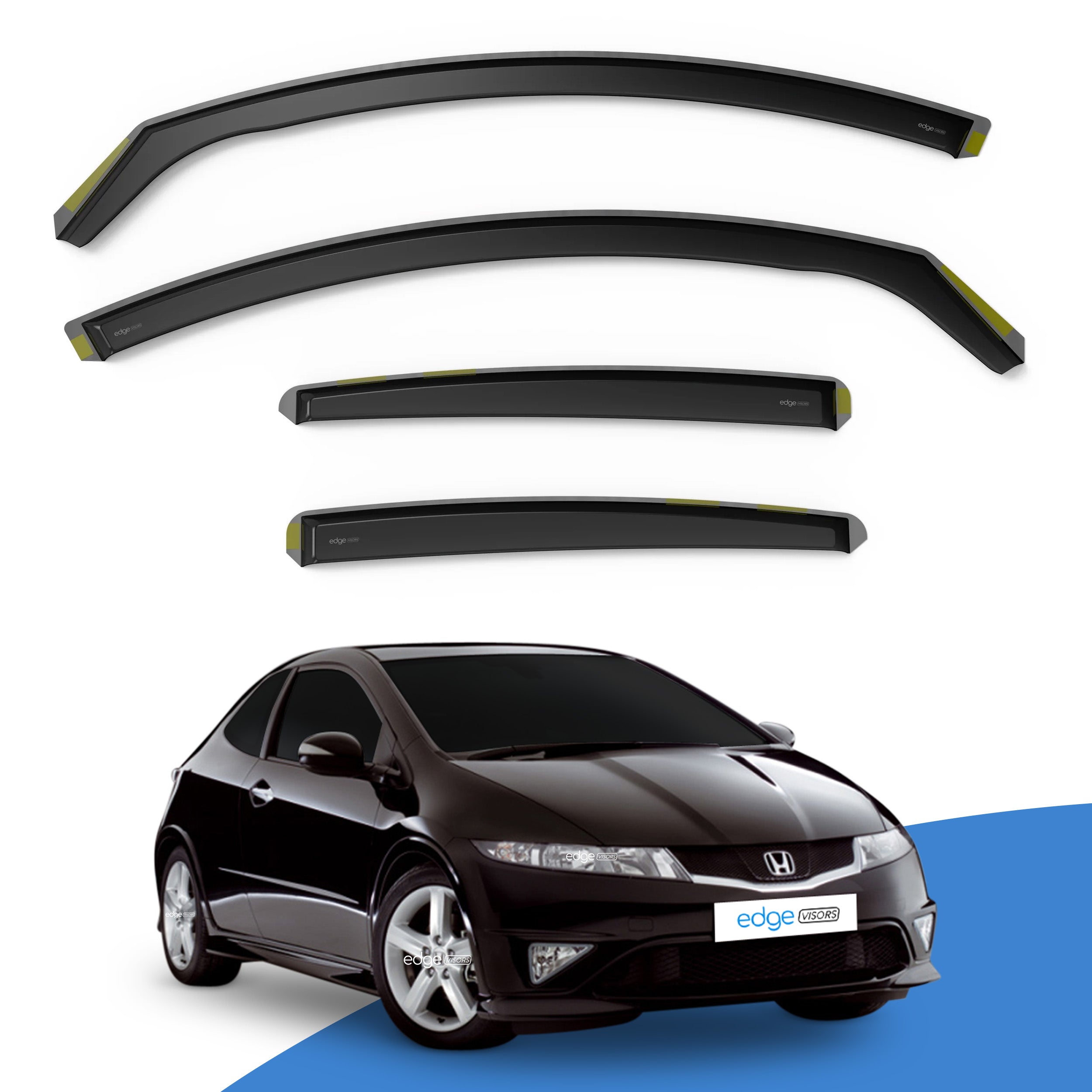 Honda Civic MK8 2005-2012 3 Door Hatchback Wind Deflectors 4pc