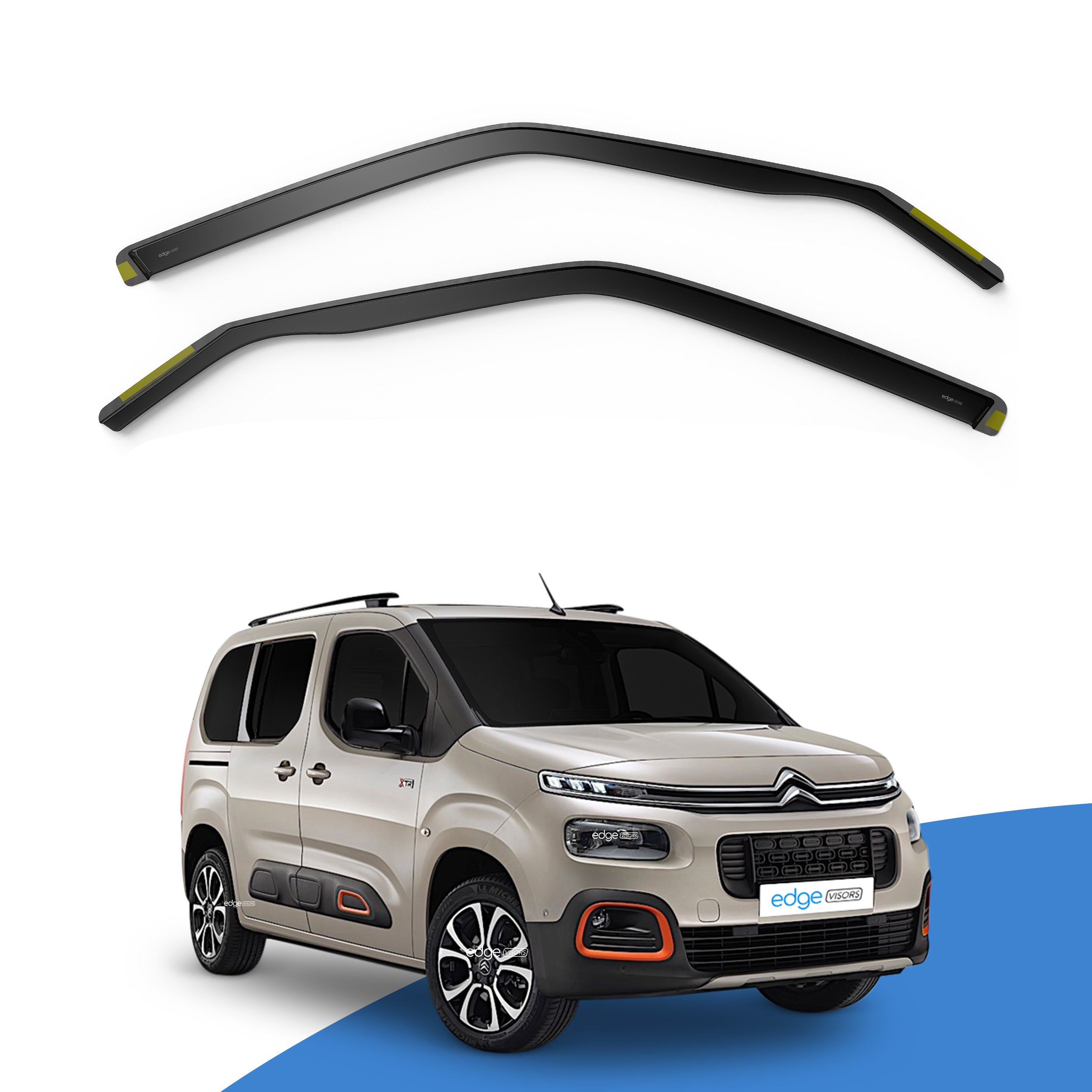 Citroen Berlingo MK3 2018-Onwards 2 Door Van Wind Deflectors 2pc