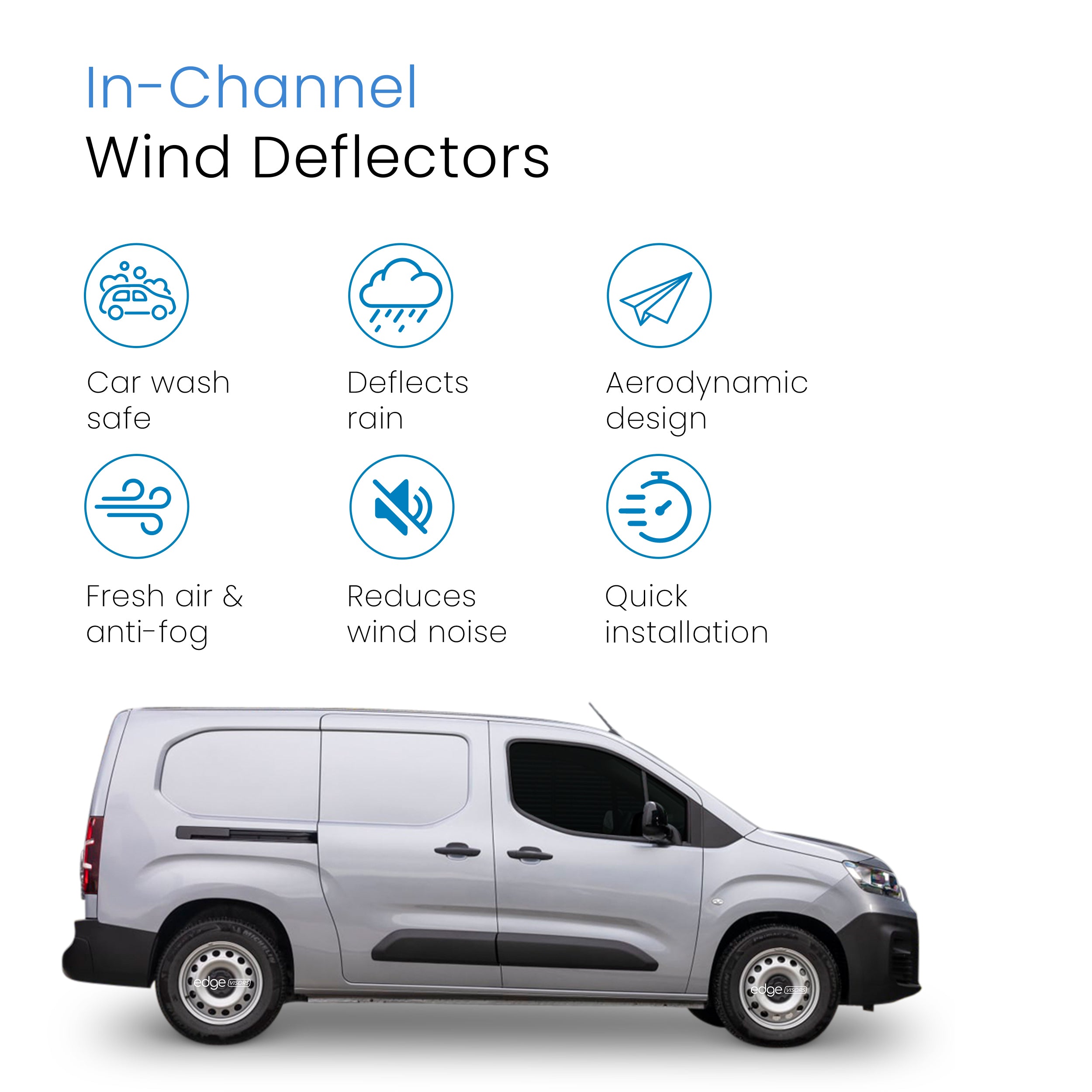 Fiat Doblo/E-Doblo MK3 2022-Onwards 2 Door Van Wind Deflectors 2pc