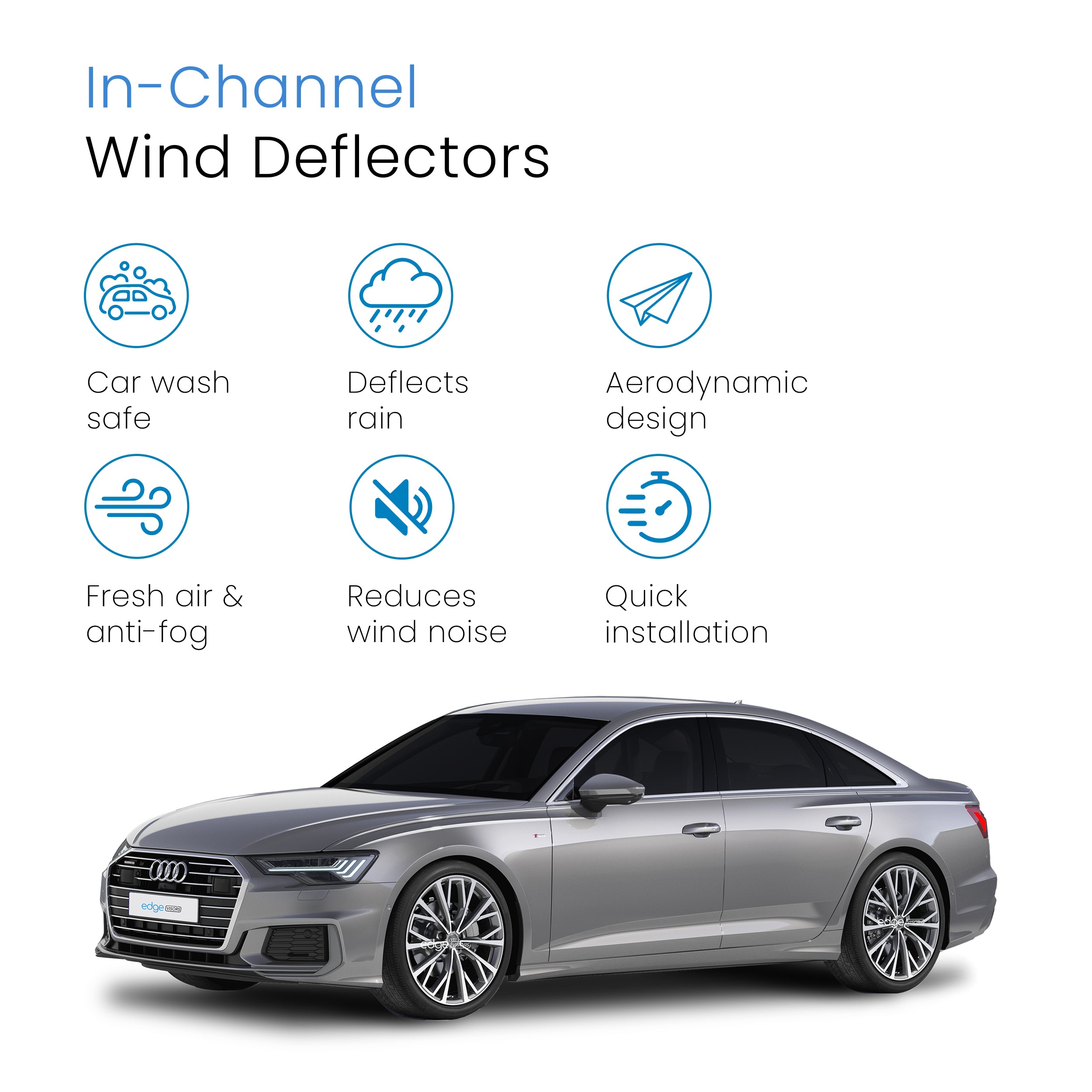 Audi A6 C8 or S6 RS6 2019-onwards 4 Door Saloon Wind Deflectors 4pc