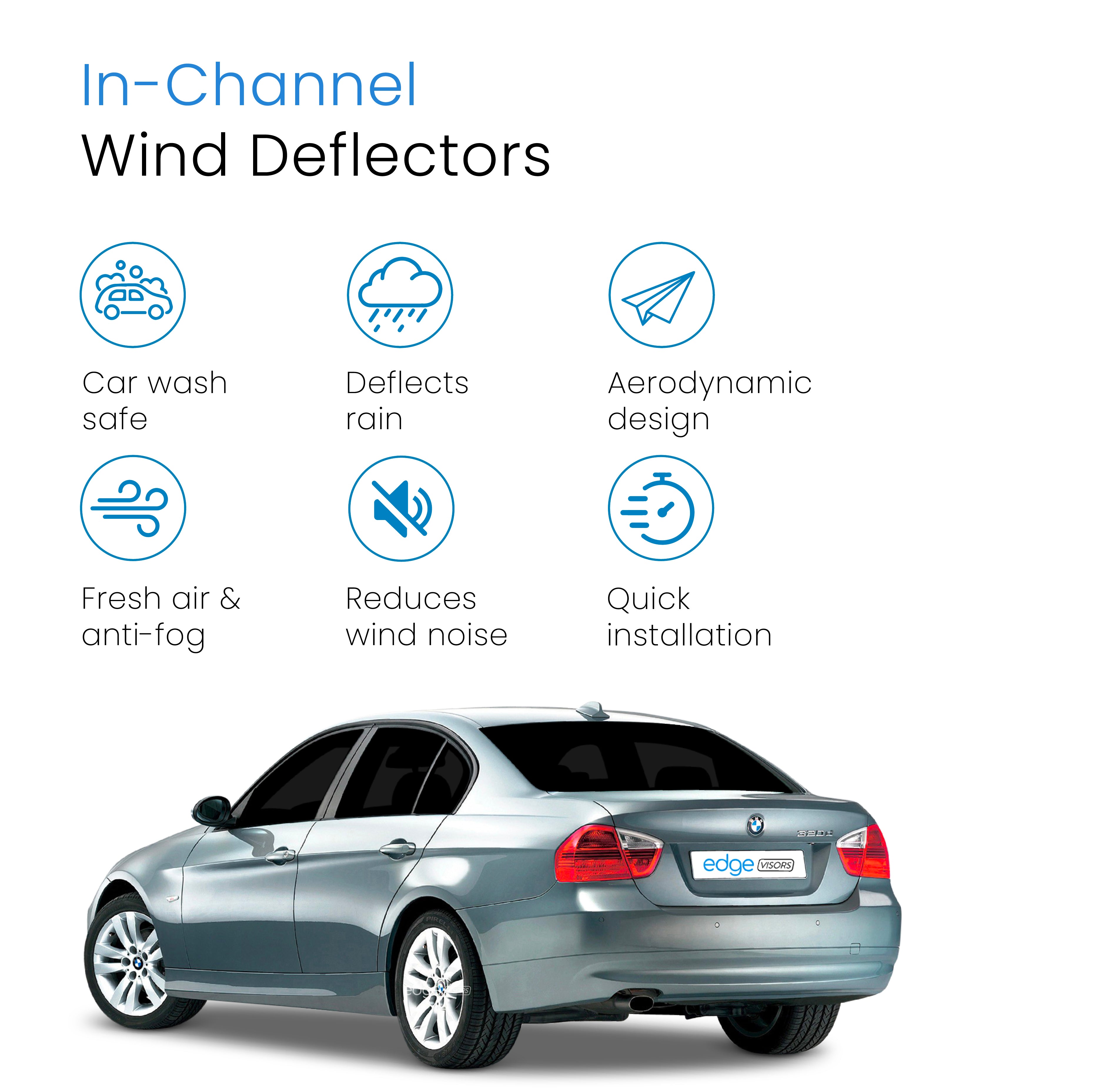 BMW 3 Series E90 2005-2012 4 Door Saloon Wind Deflectors 4pc