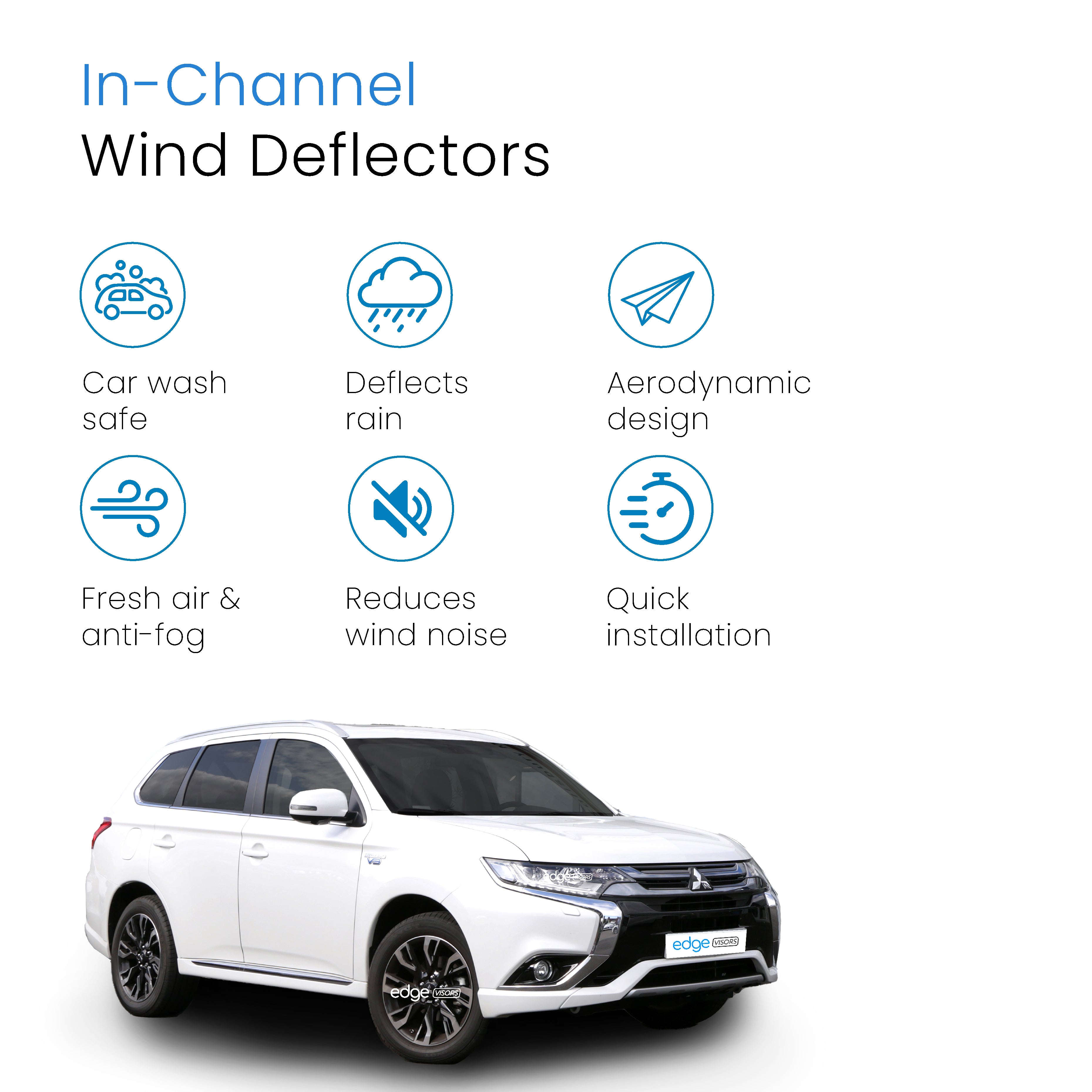 Mitsubishi Outlander MK3 2012-Onwards 5 Door SUV Wind Deflectors 4pc