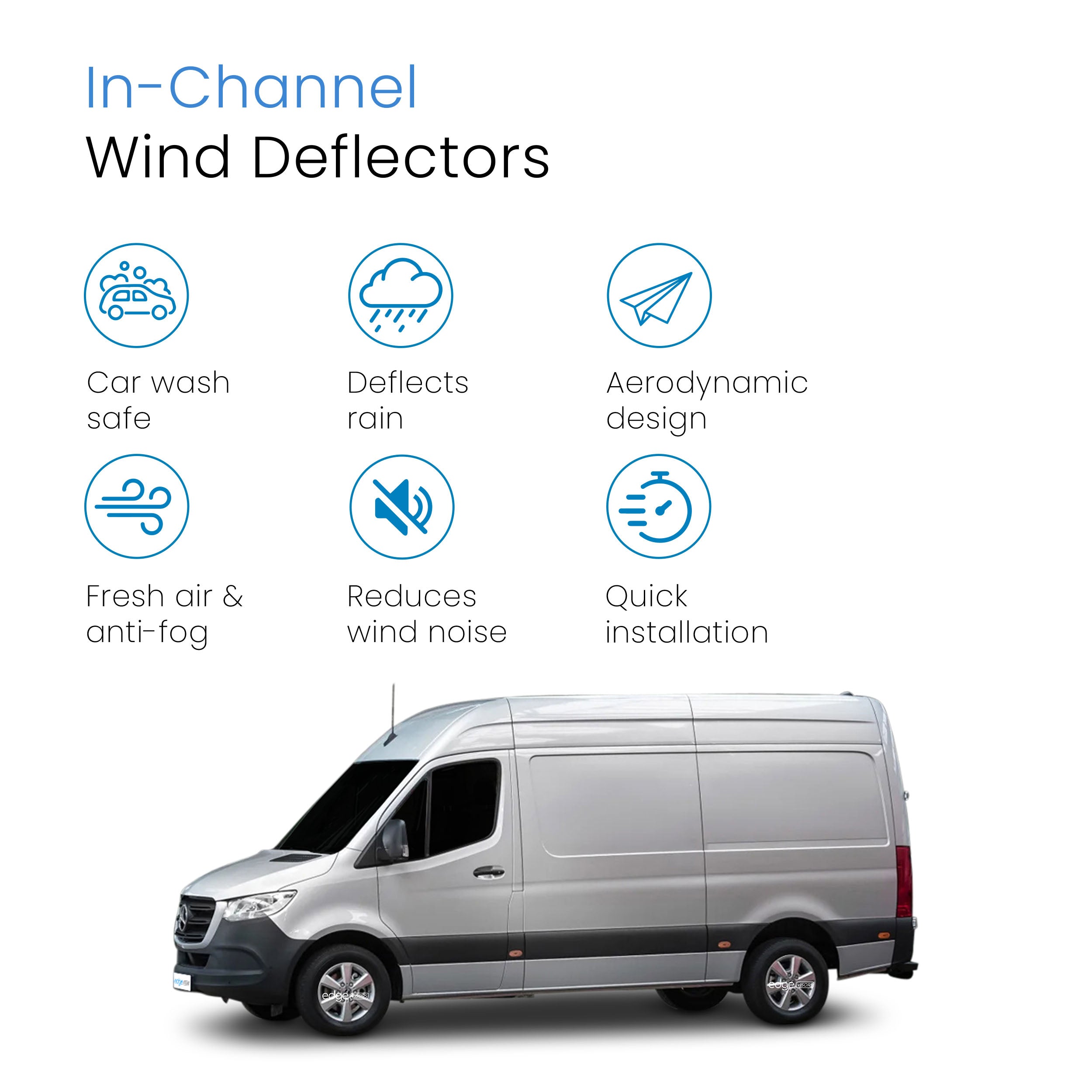 Mercedes Sprinter W907 MK3 2018-Onwards 2 Door Van Wind Deflectors 2pc