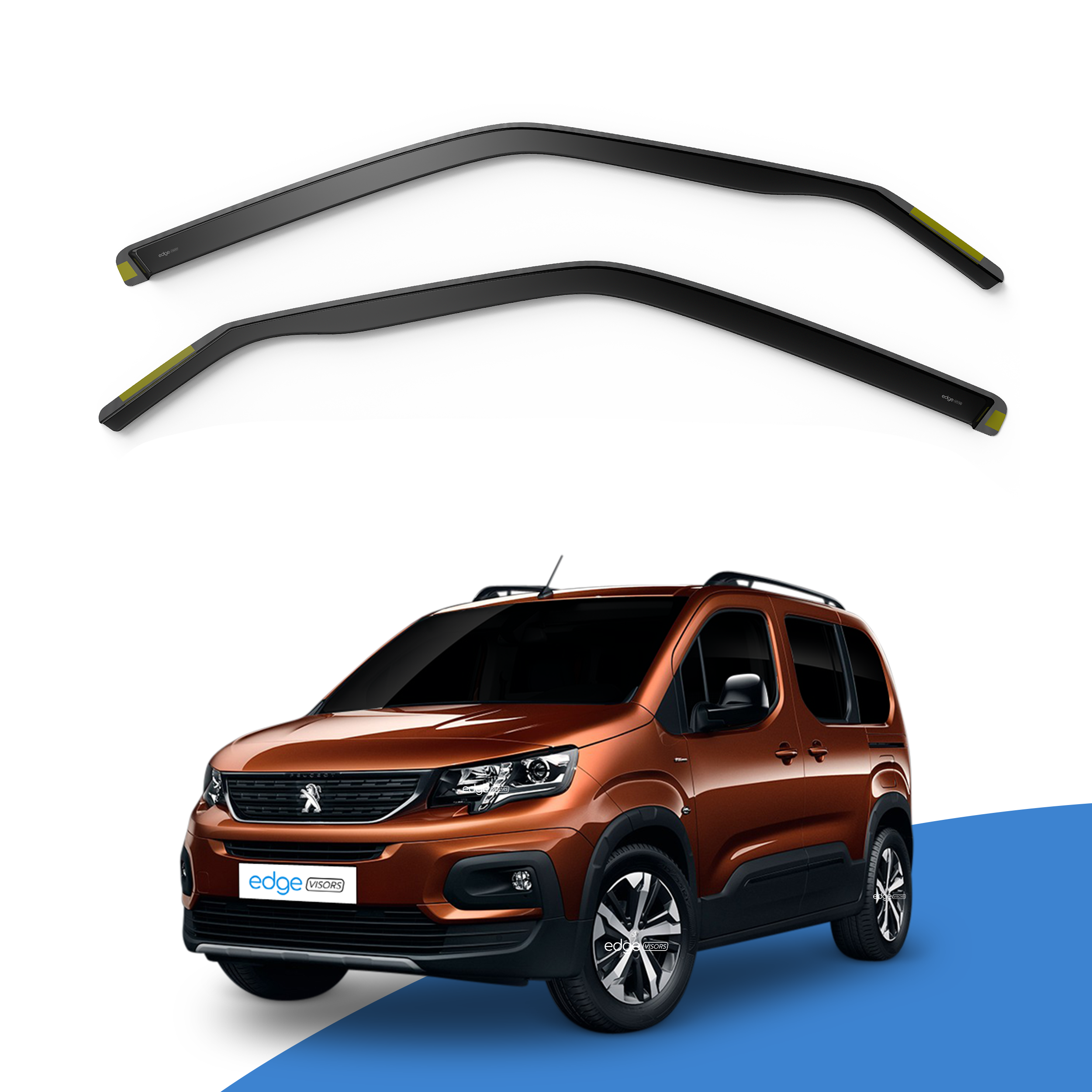 Peugeot Rifter / Partner 2018-Up 2 Door Van Wind Deflectors 2pc