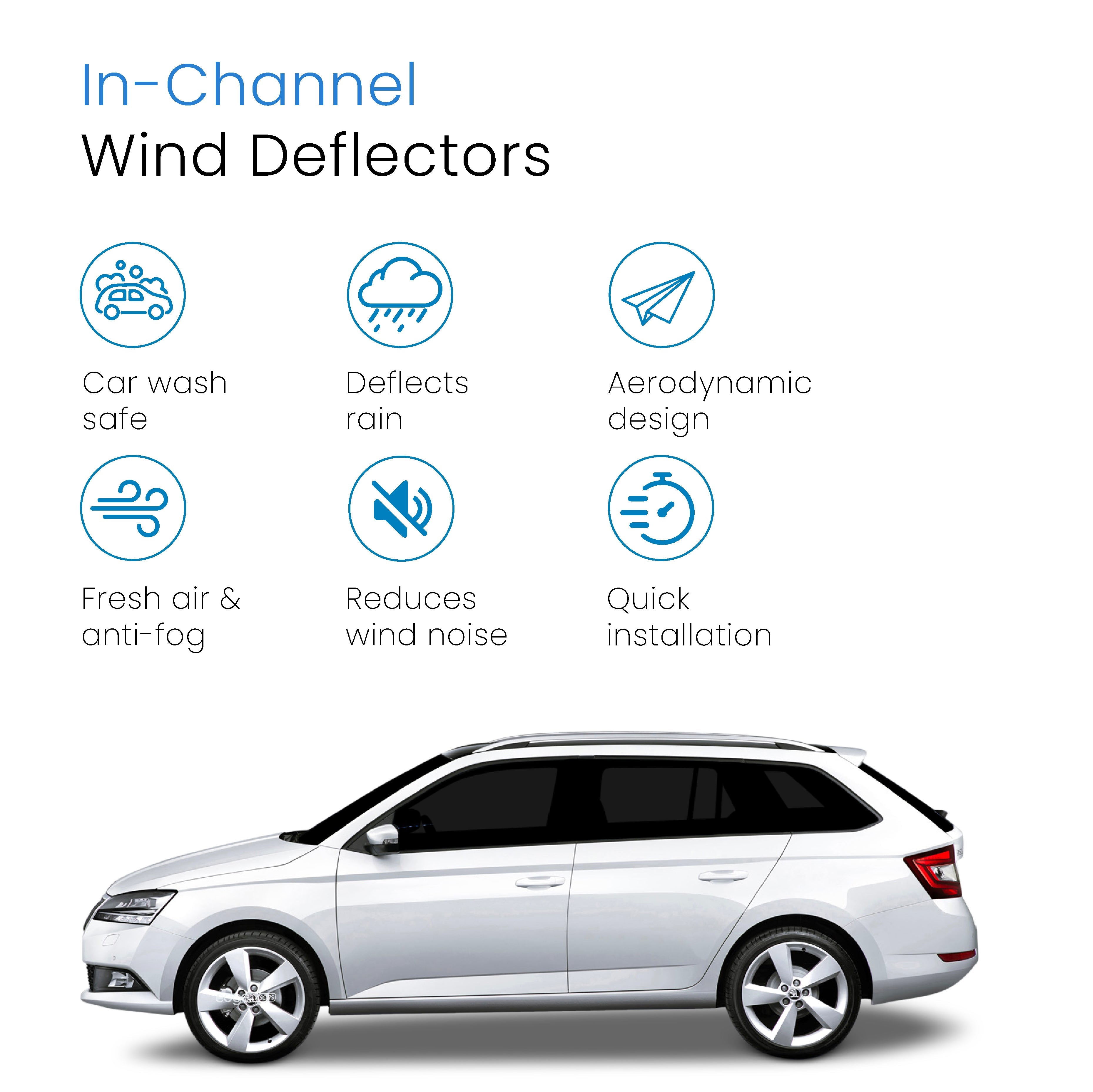 Skoda Fabia MK3 2014-2021 5 Door Hatchback Wind Deflectors 4pc