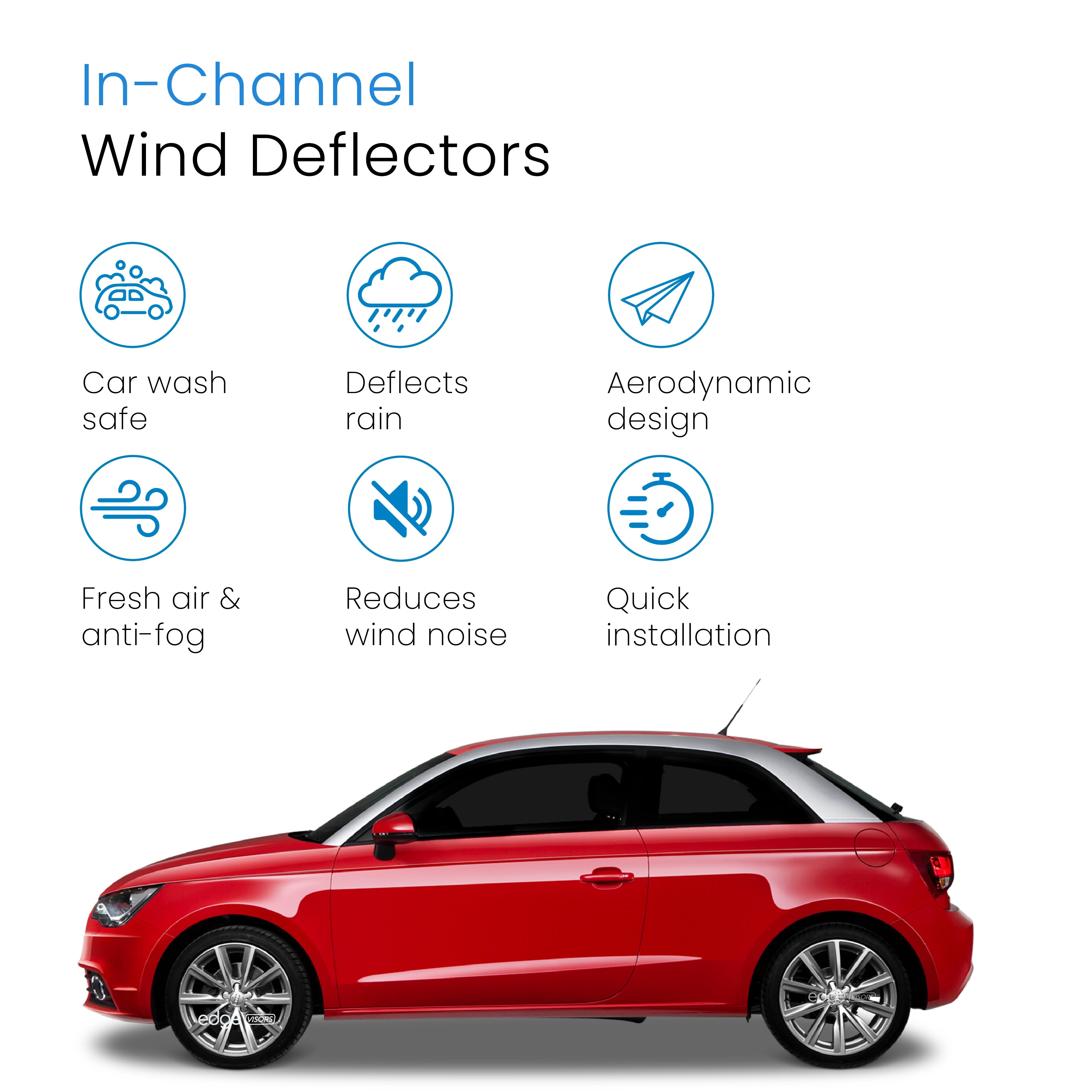 Audi A1 MK1 2010-2018 3 Door Hatchback Wind Deflectors 2pc