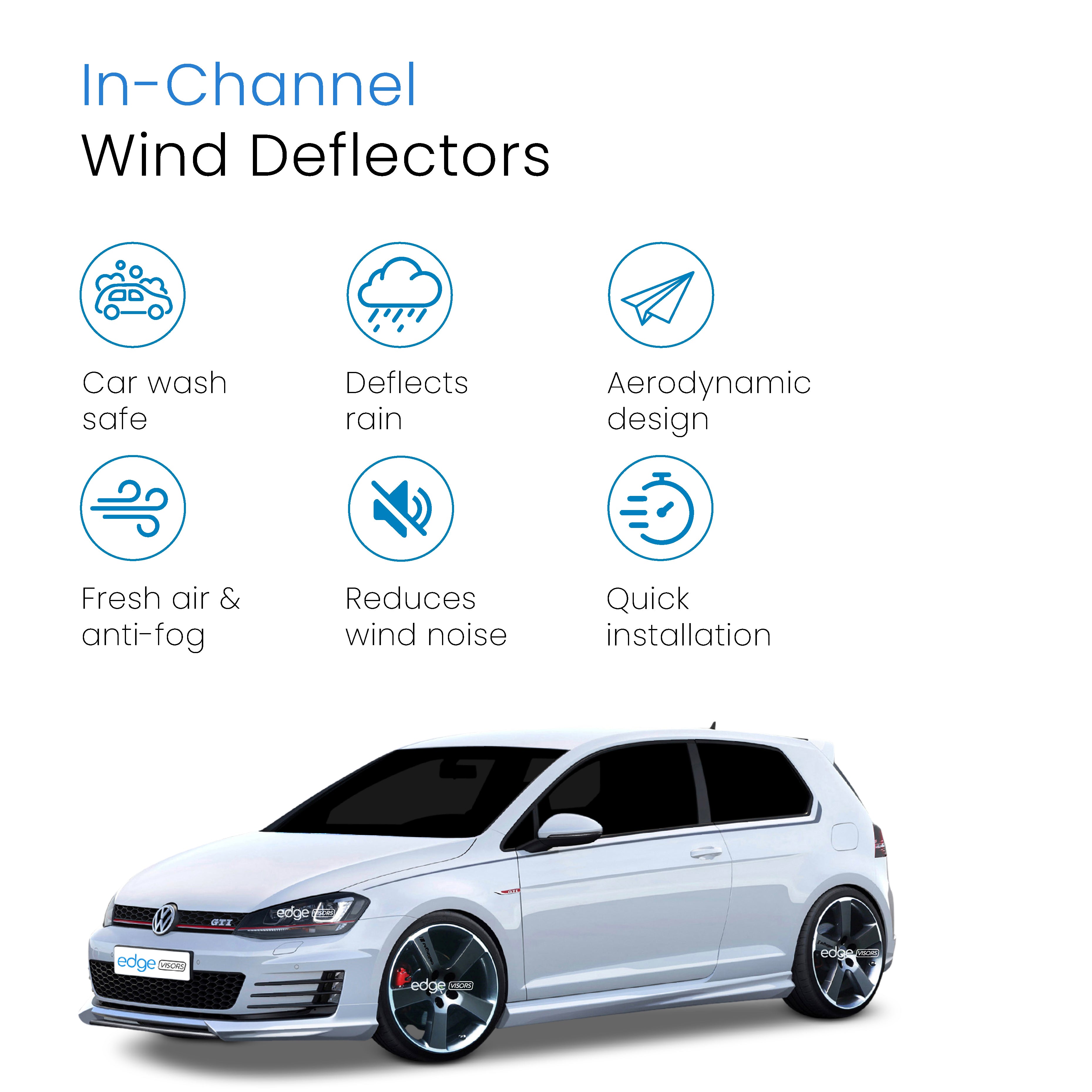 VW Golf MK7 2013-2019 3 Door Hatchback Wind Deflectors 2pc