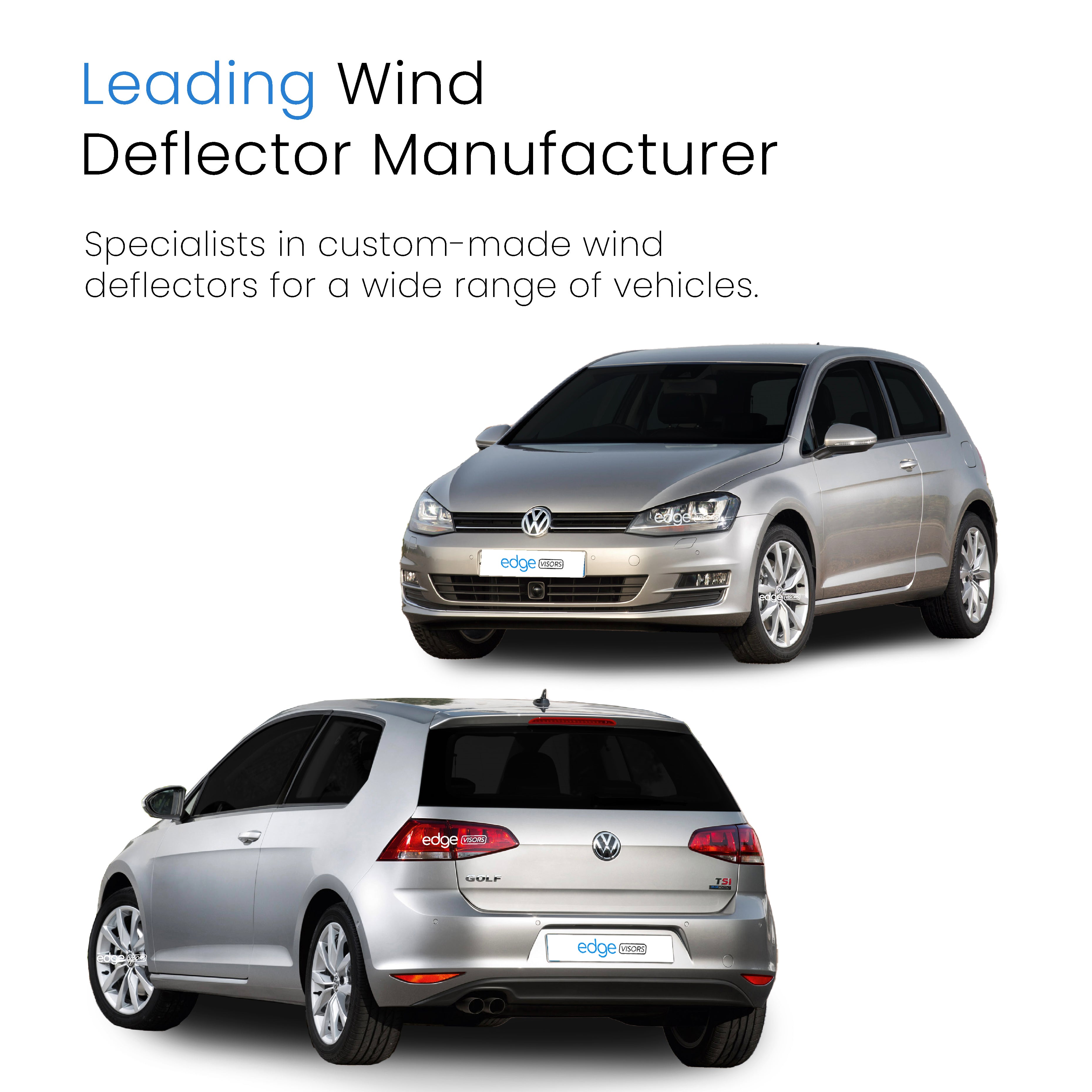 VW Golf MK7 2013-2019 3 Door Hatchback Wind Deflectors 2pc