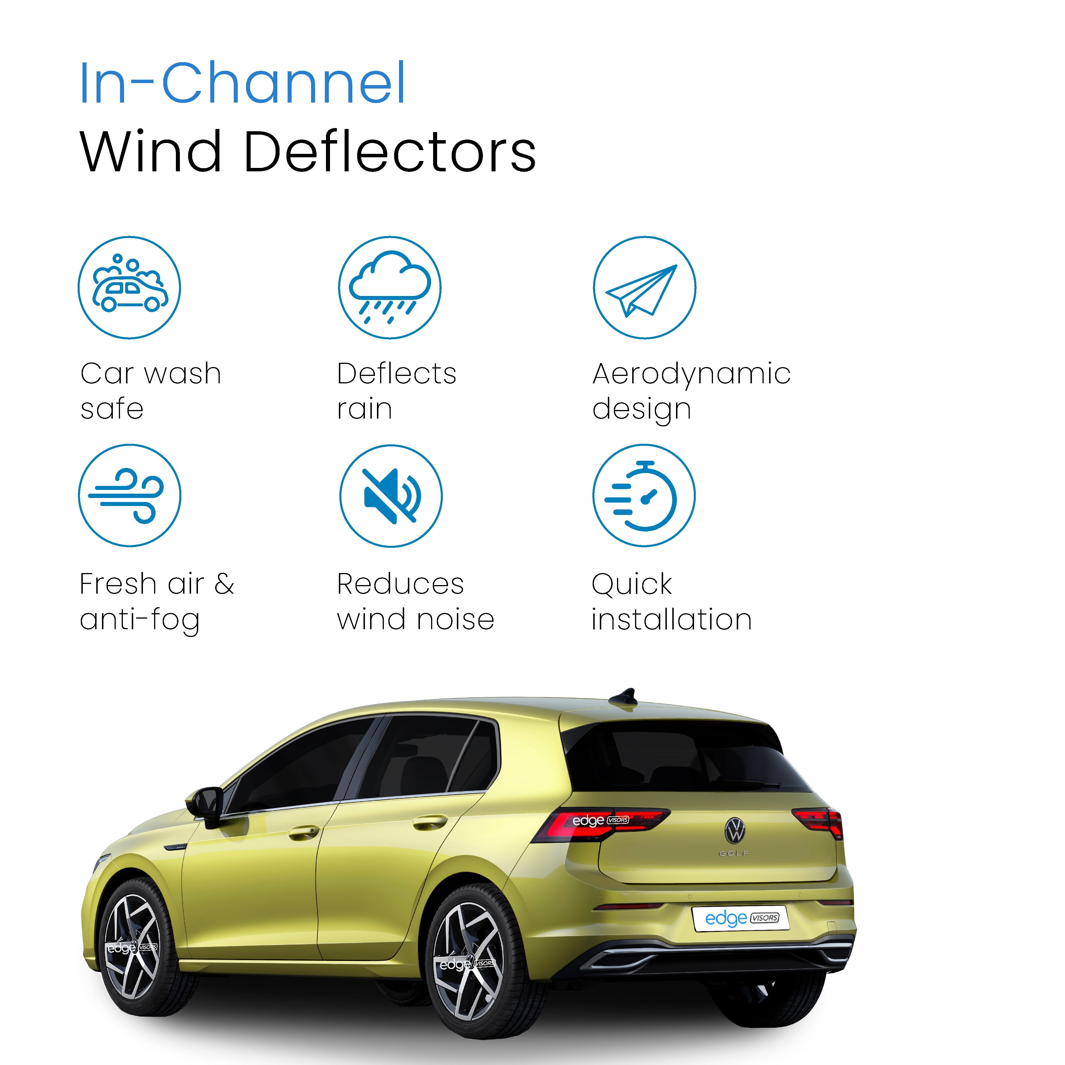 VW Golf MK8 2020-Onwards 5 Door Hatchback Wind Deflectors 4pc