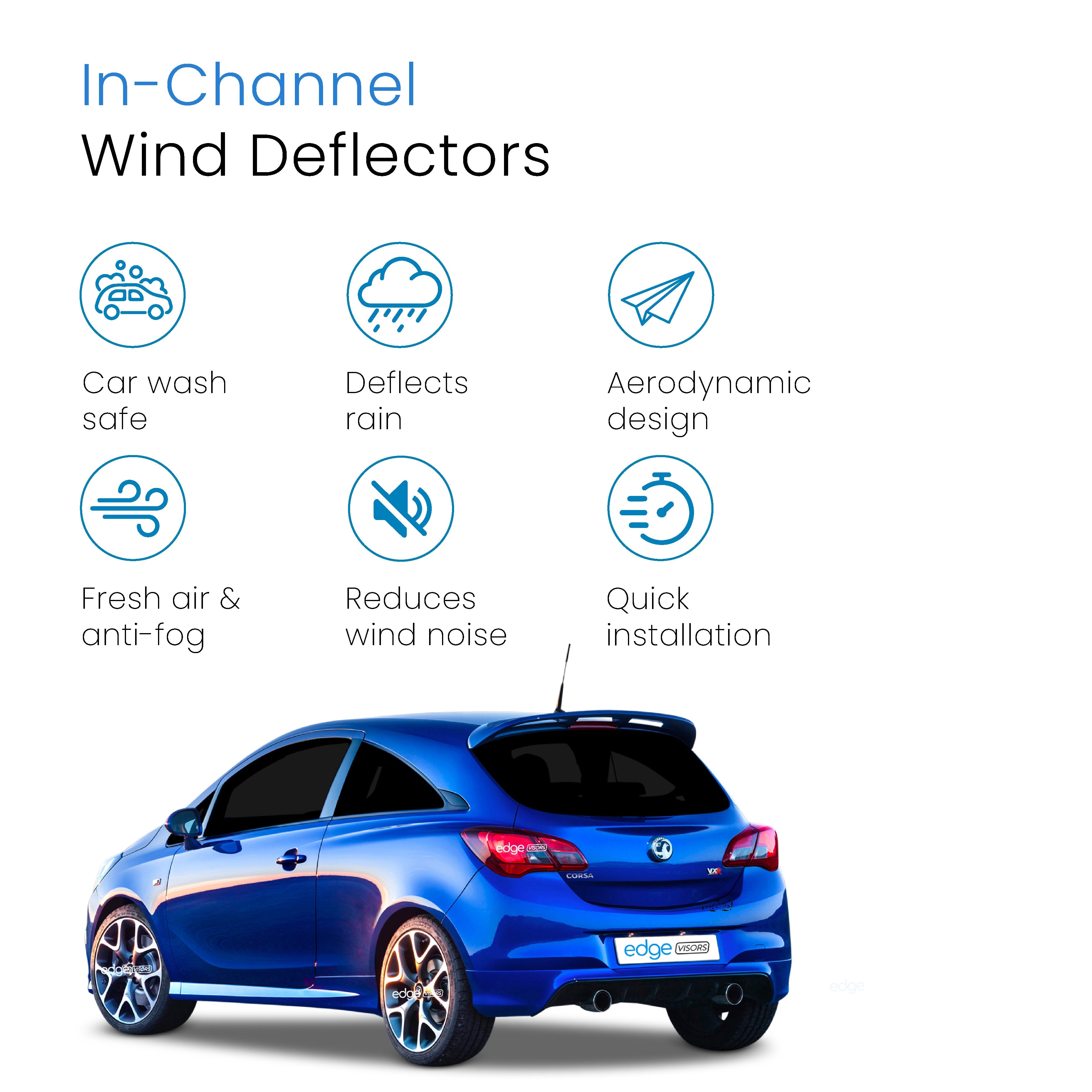 Vauxhall Corsa MK5 D E 2006-2019 3 Door Hatchback Wind Deflectors 2pc