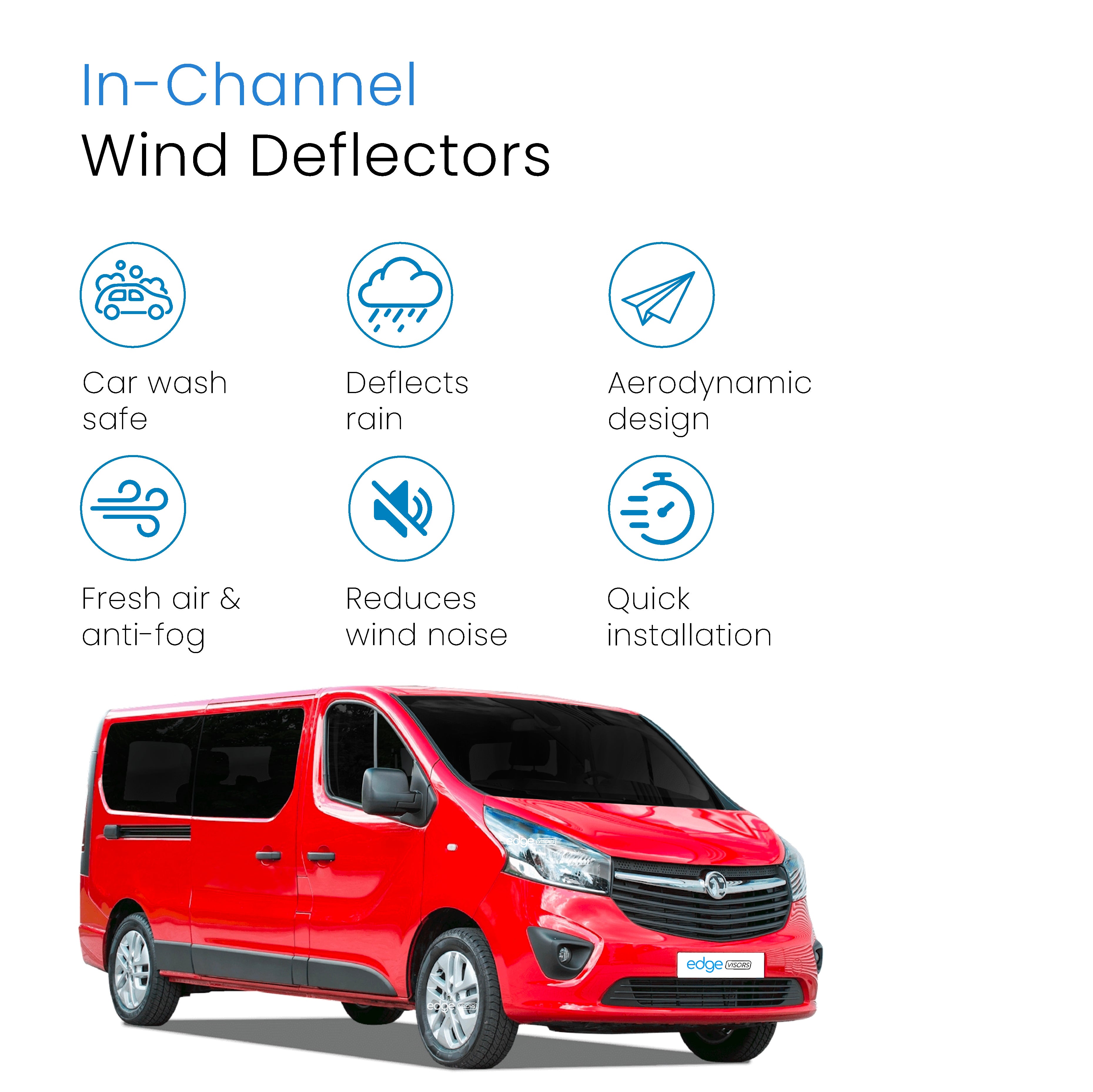 Vauxhall Vivaro MK2 2014-2019 2 Door Van Wind Deflectors 2pc