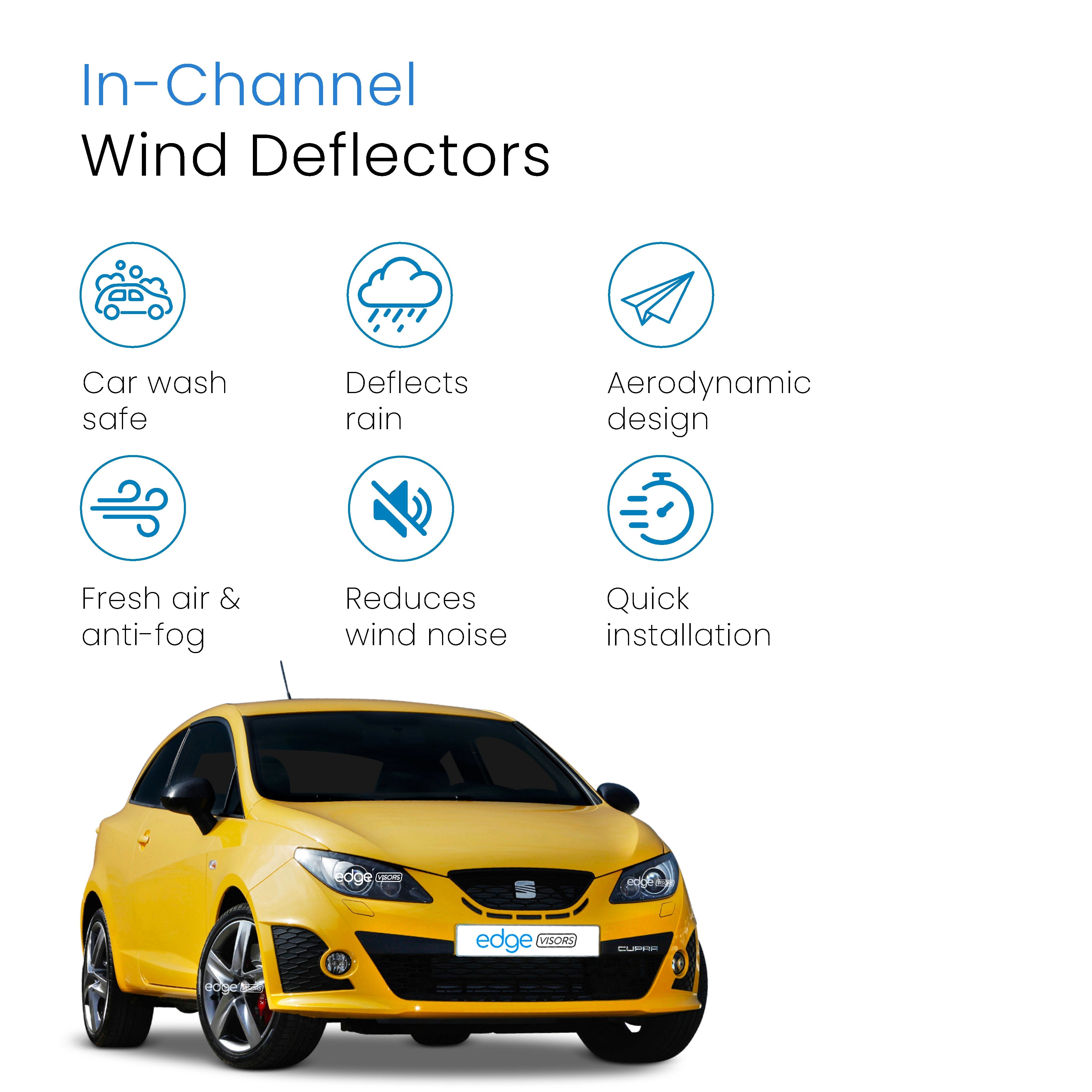 Seat Ibiza MK4 6J 2008-2017 3 Door Hatchback Wind Deflectors 2pc