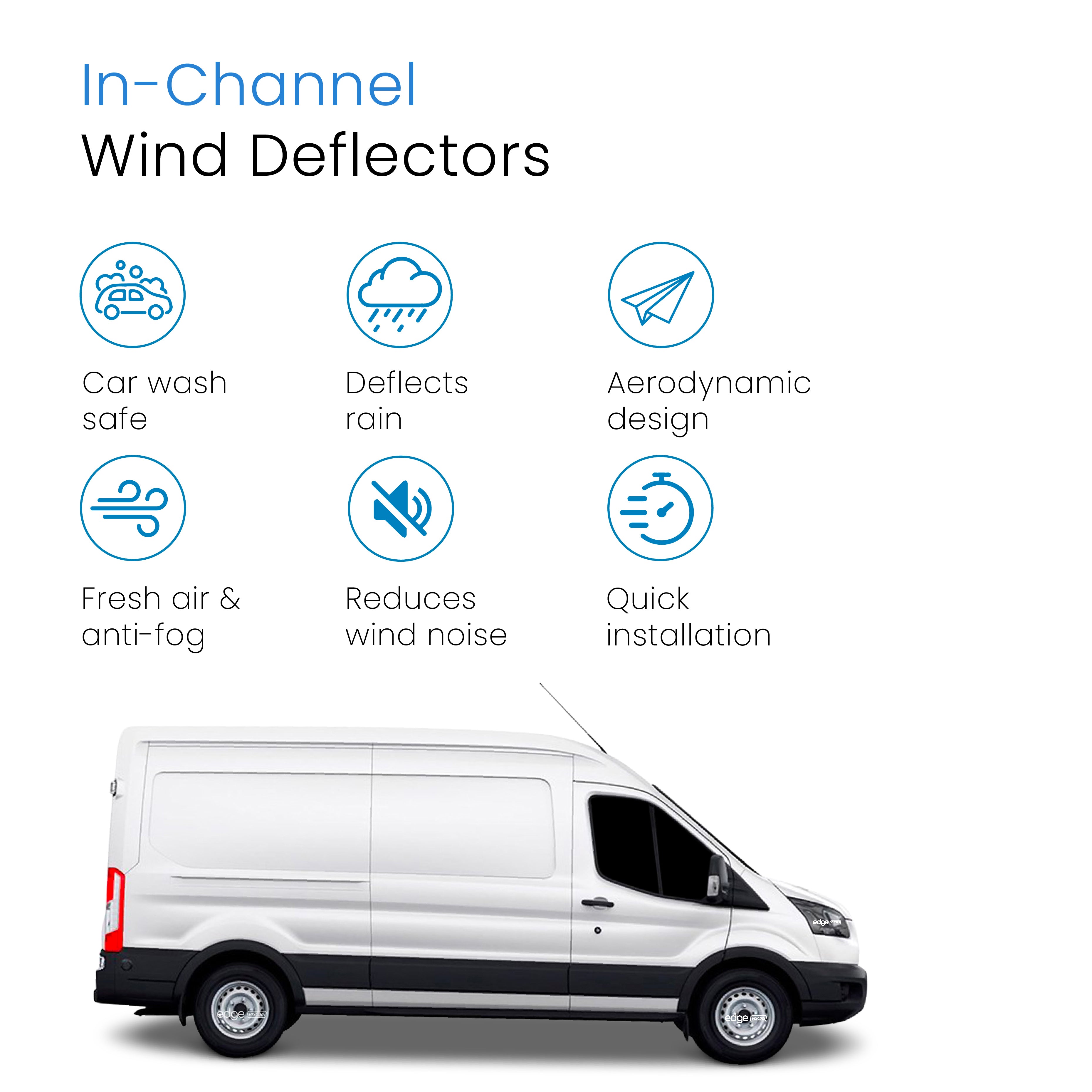 Ford Transit MK8 2013-onwards 2 Door Van Wind Deflectors 2pc