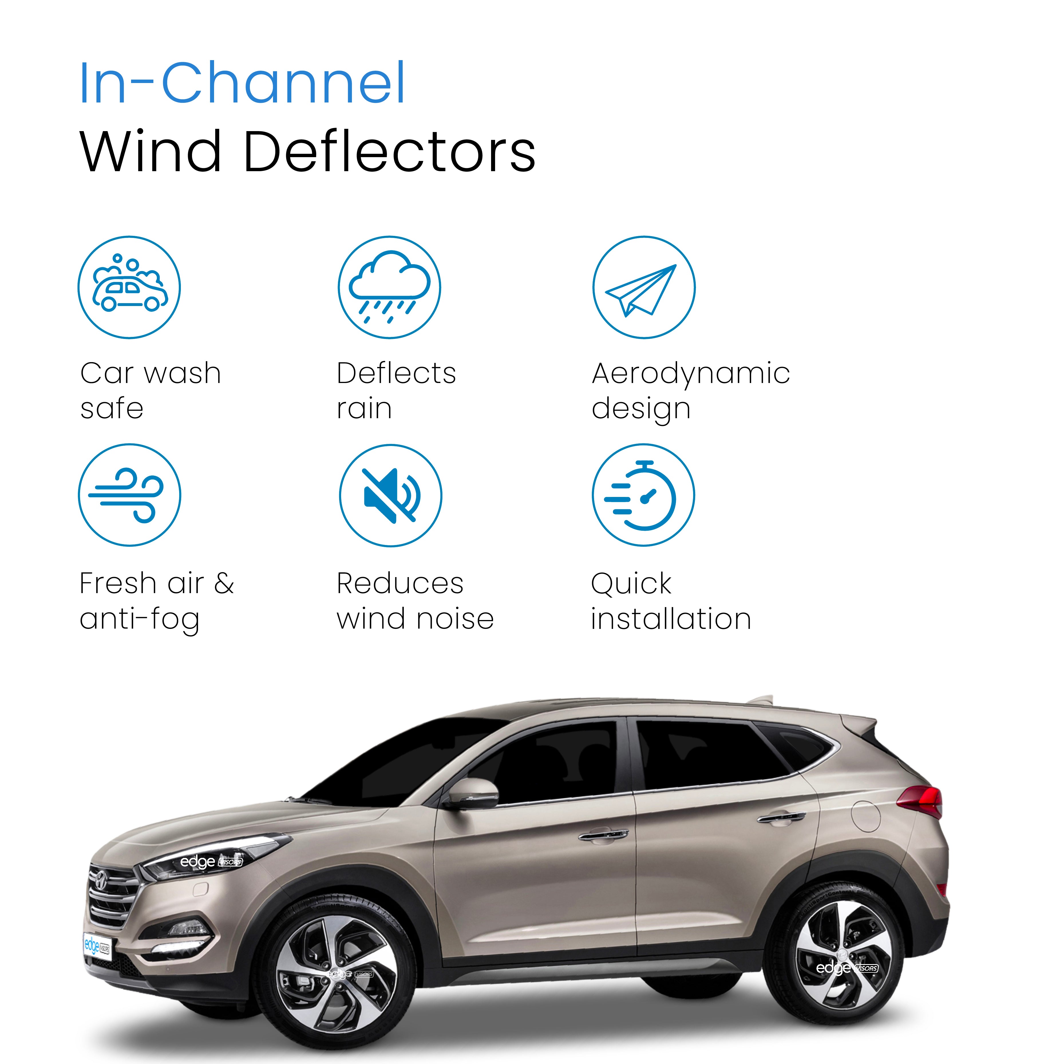 Hyundai Tucson MK3 2015-2020 5 Door SUV Wind Deflectors 4pc