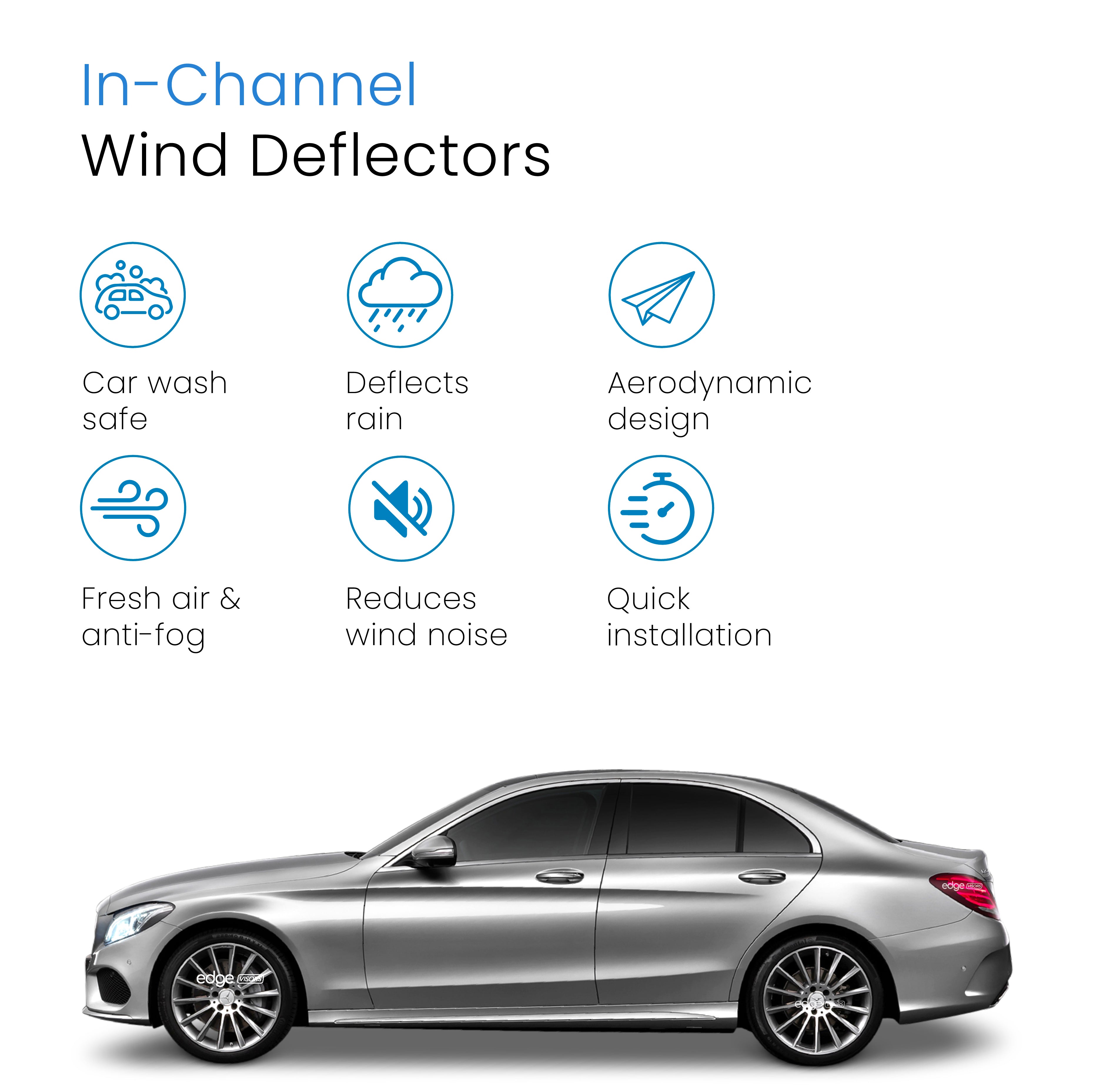 Mercedes C-Class W205 2014-2022 4 Door Saloon Wind Deflectors 4pc