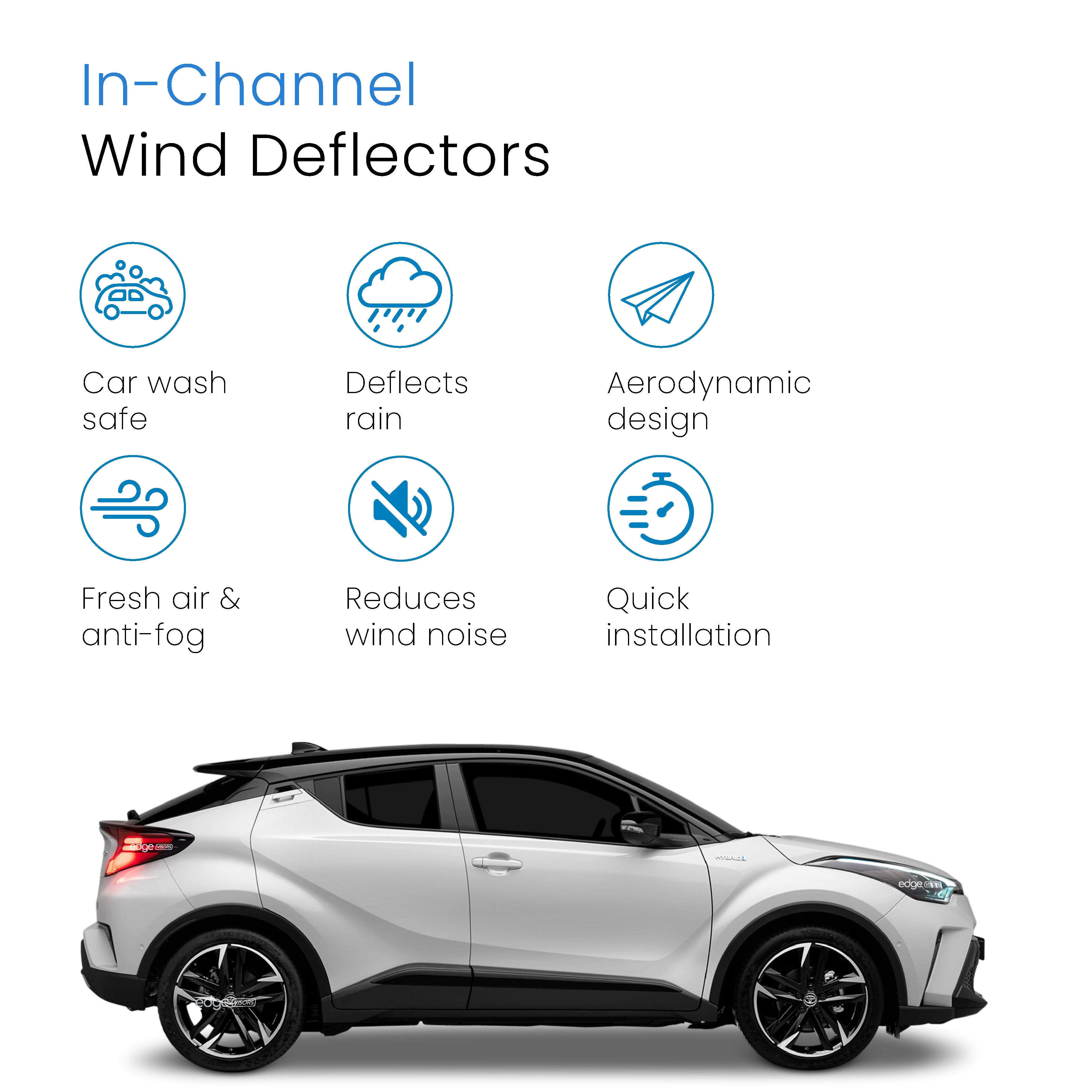 Toyota C-HR 2016-2023 5 Door CHR SUV Wind Deflectors 4pc