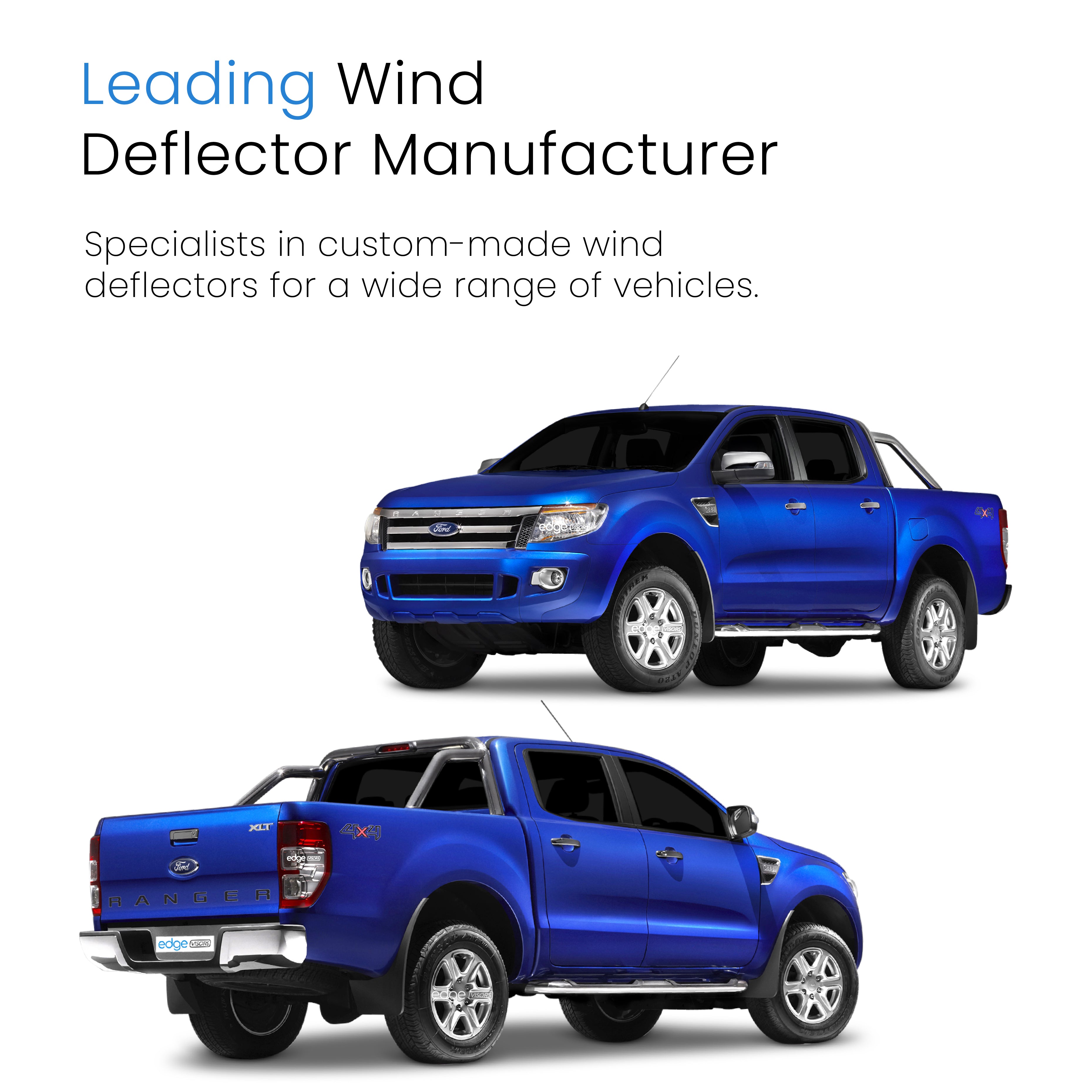 Ford Ranger MK3 2012-2023 4 Door Pick-up Wind Deflectors 4pc