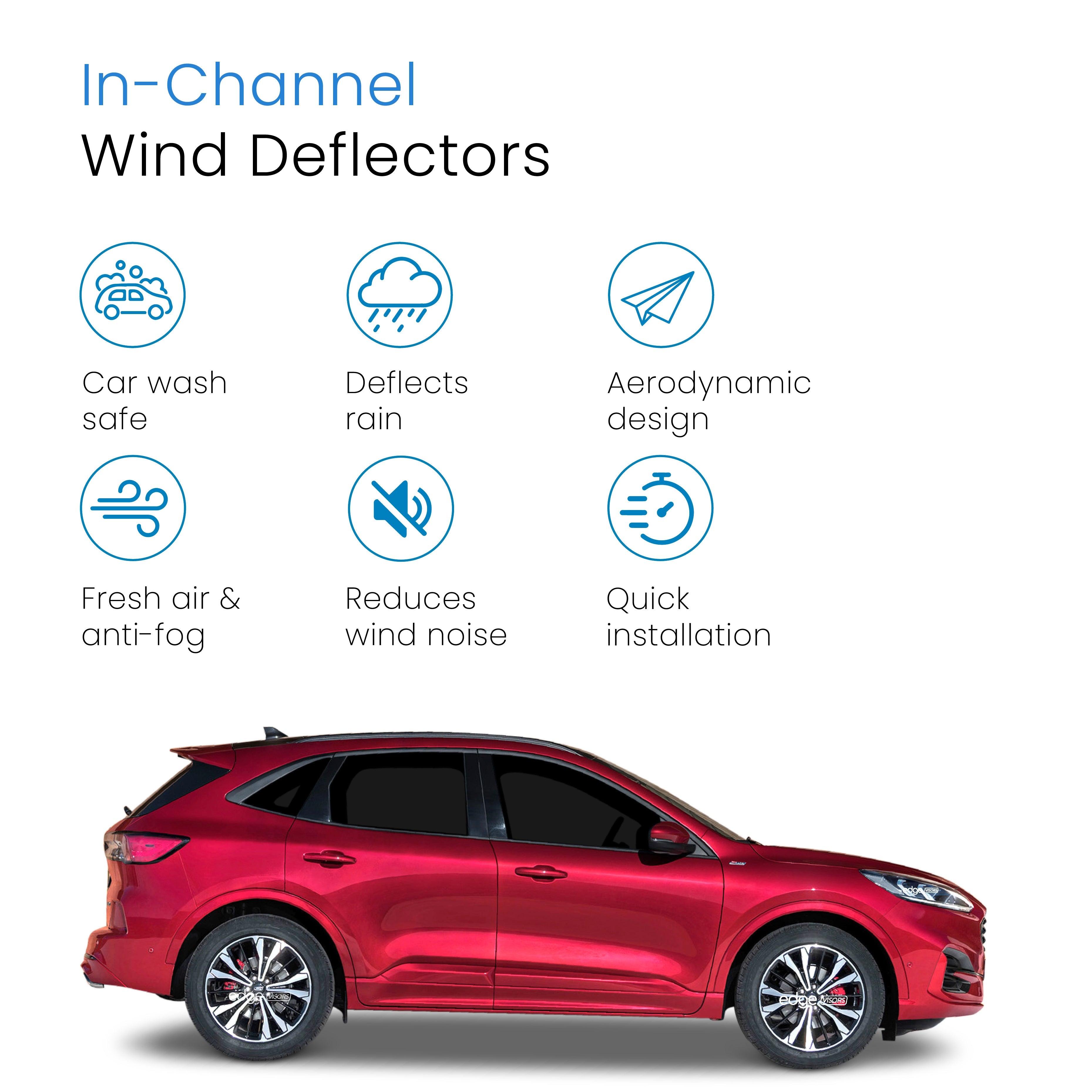 Ford Kuga MK3 2020-Onwards 5 Door SUV Wind Deflectors 4pc