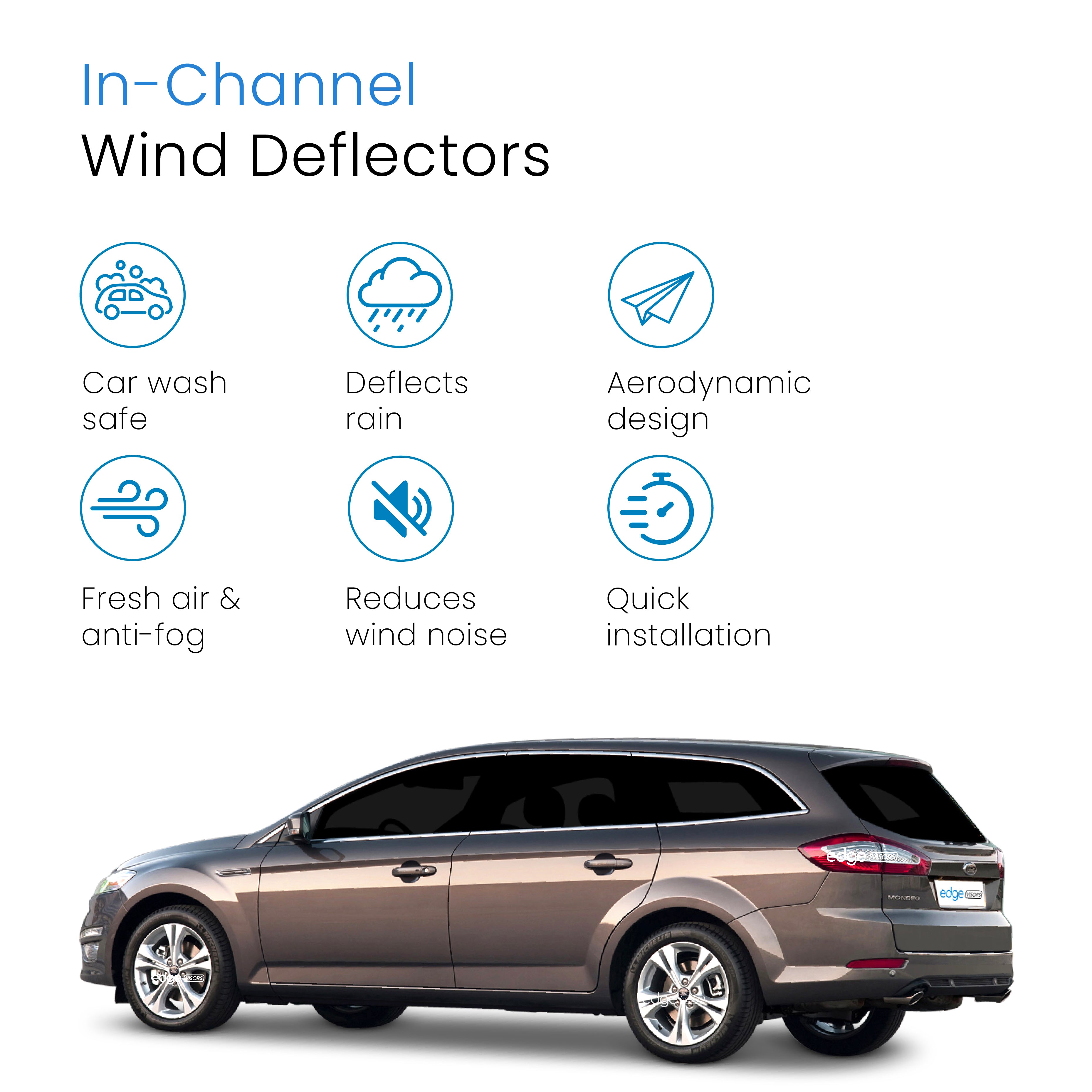 Ford Mondeo MK4 2007-2014 5 Door Estate Wind Deflectors 4pc