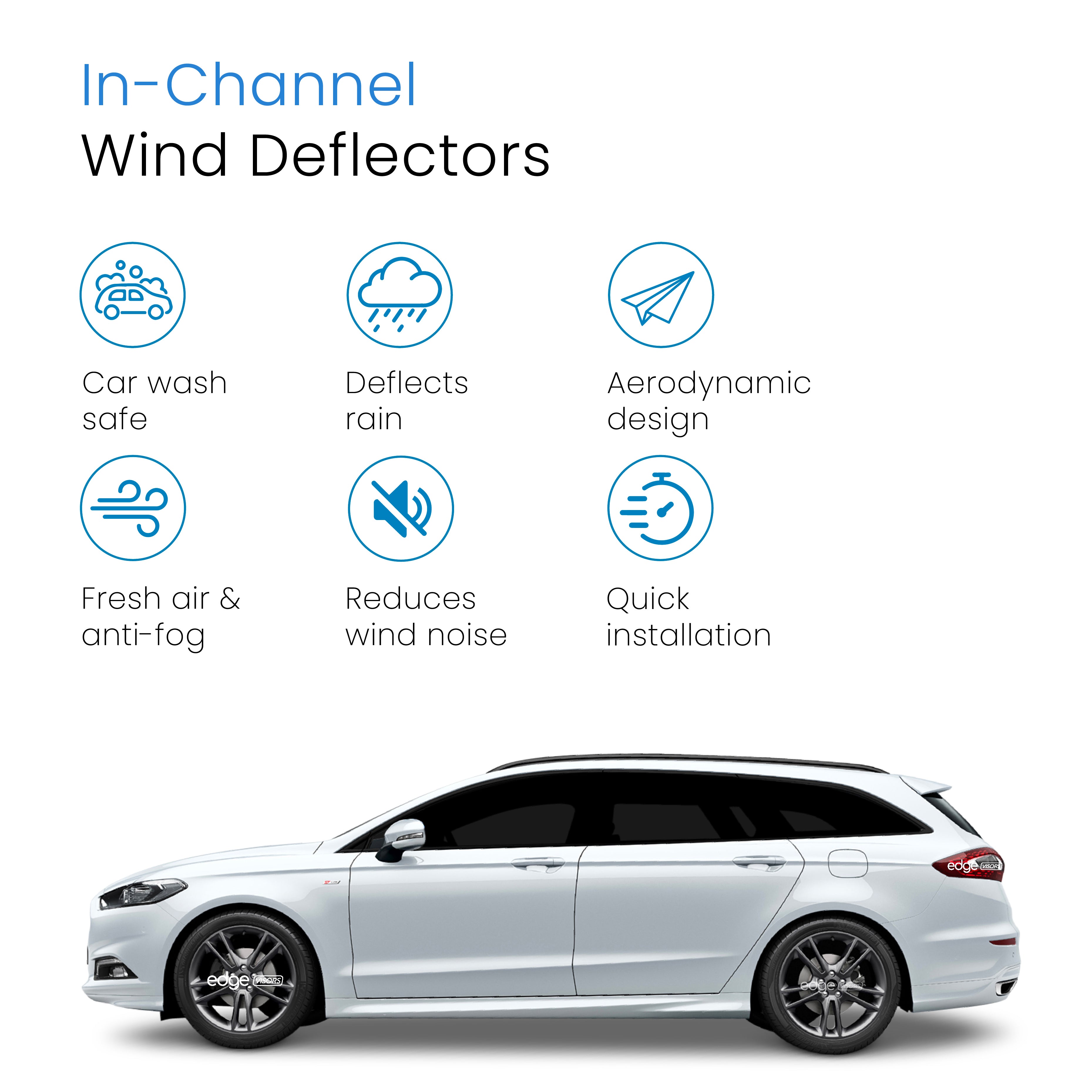 Ford Mondeo MK5 2015-2022 5 Door Estate Wind Deflectors 4pc