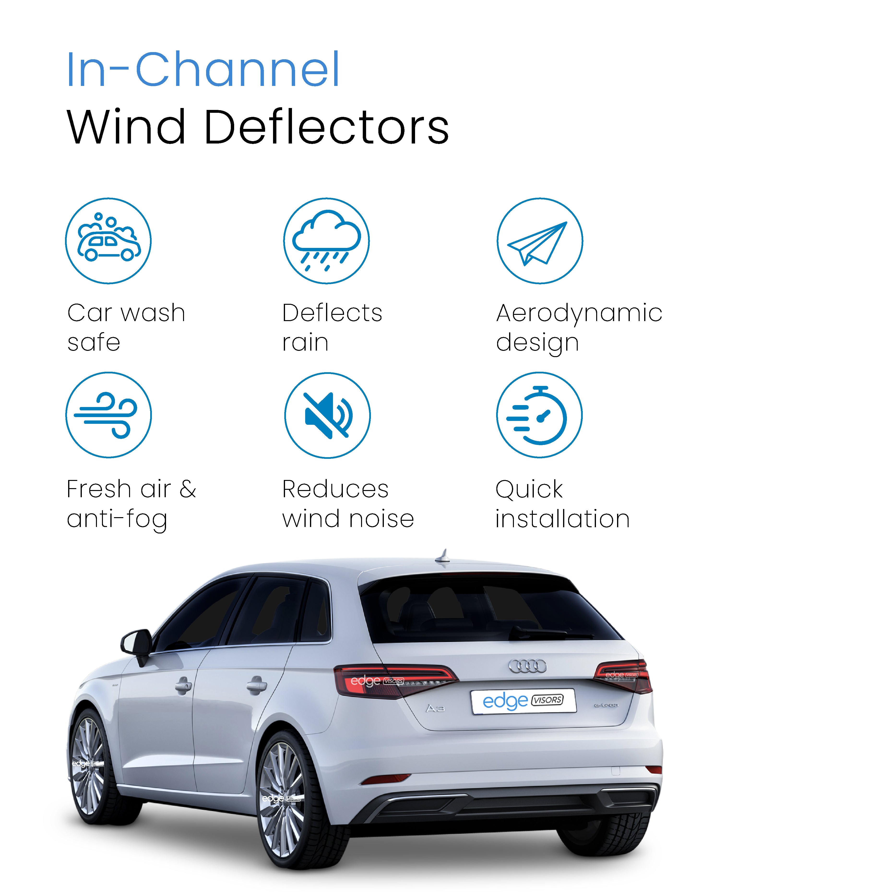 Audi A3 or S3 MK3 2013-2019 5 Door Sportback Wind Deflectors 4pc