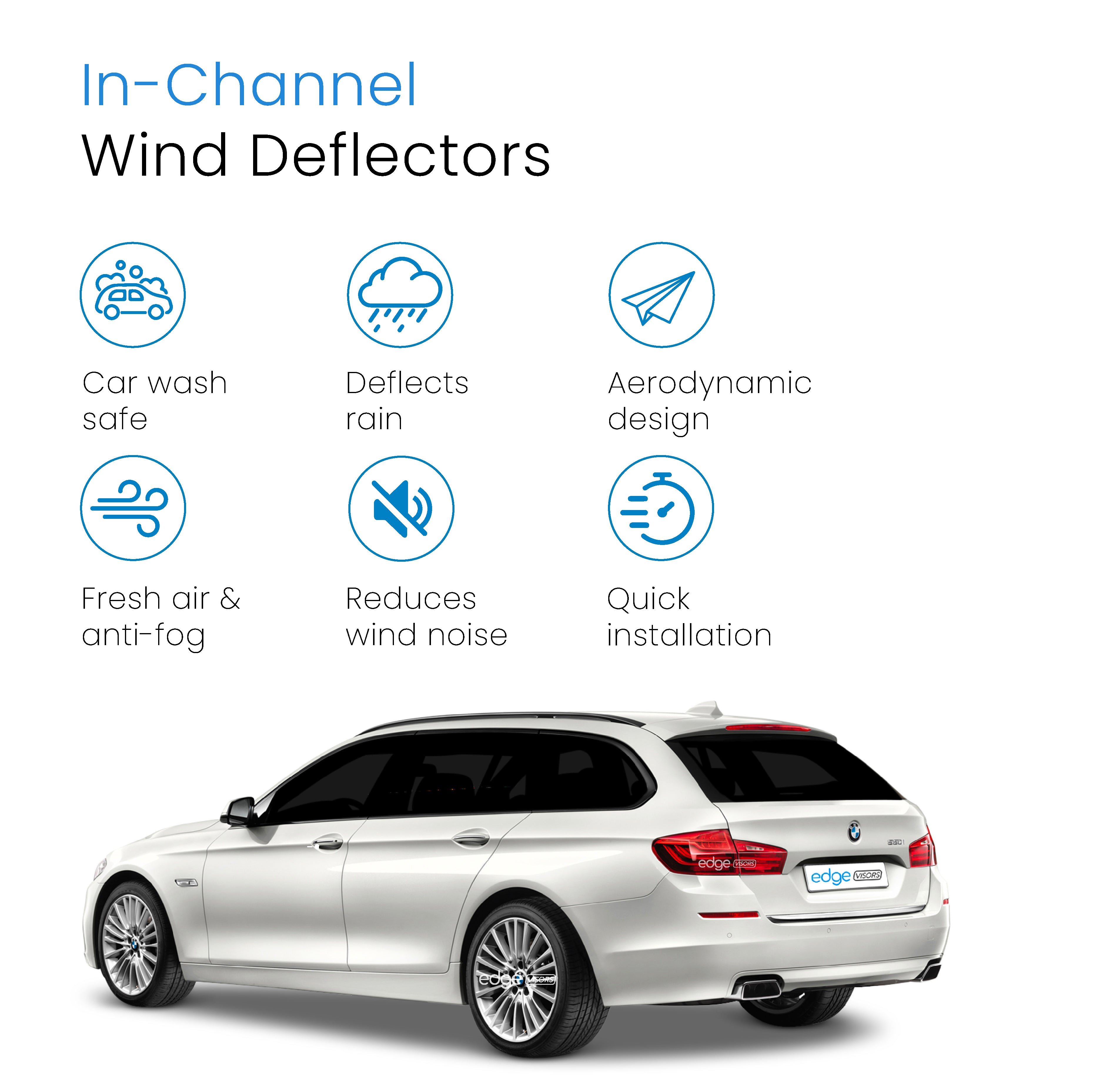 BMW 5 Series F11 Touring 2010-2017 5 Door Estate Wind Deflectors 4pc