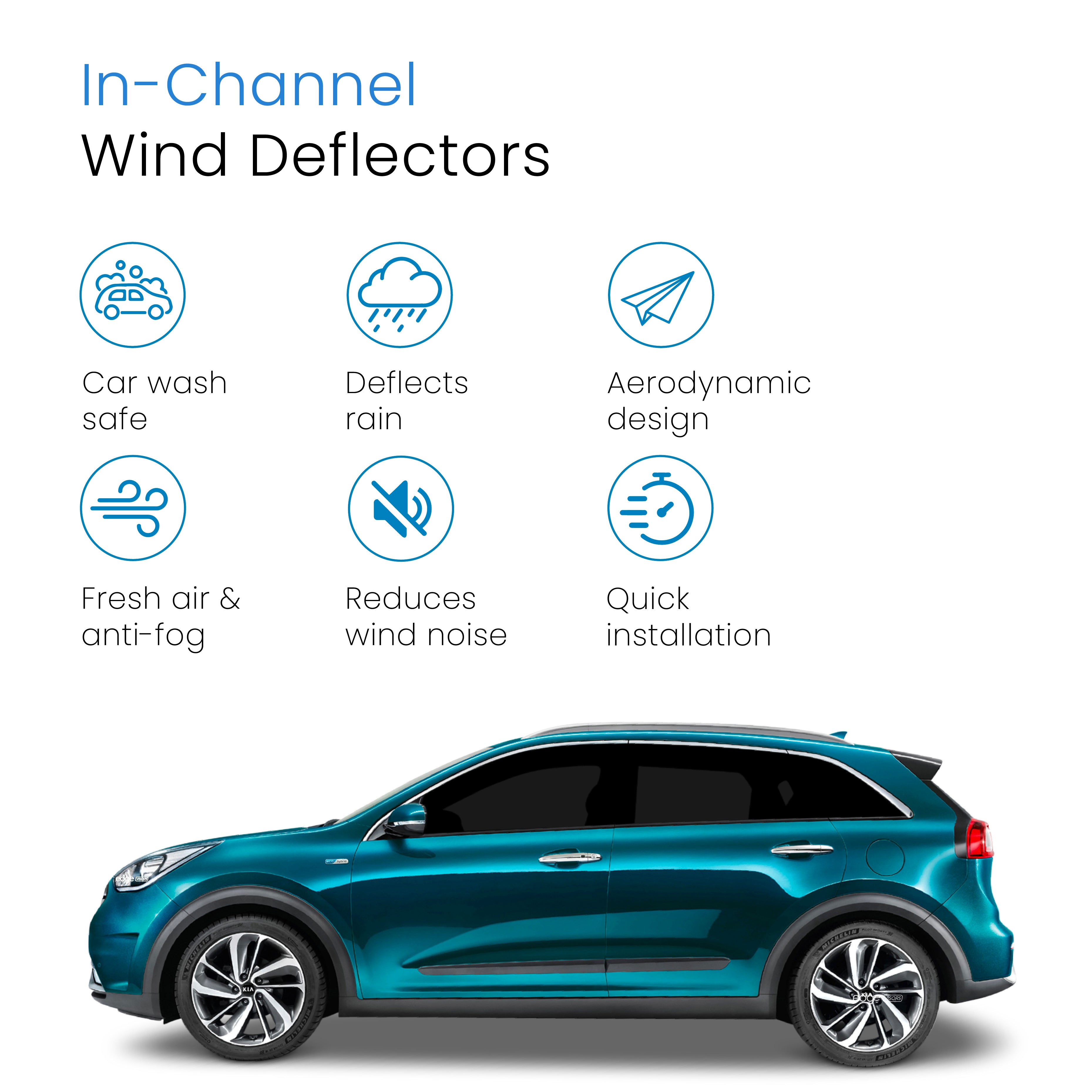 Kia Niro 2016-2022 5 Door SUV Wind Deflectors 4pc