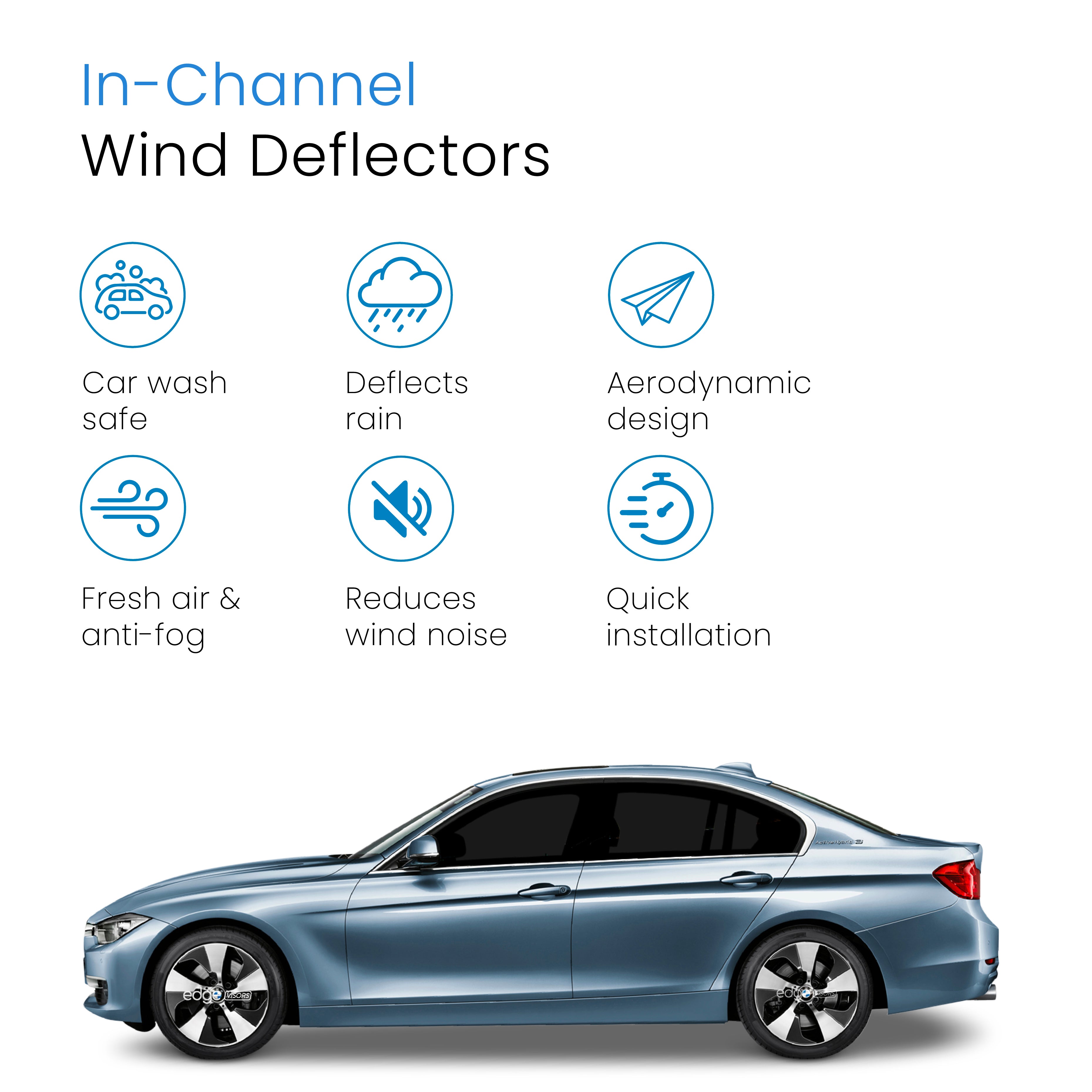 BMW 3 Series F30 2012-2018 4 Door Saloon Wind Deflectors 4pc